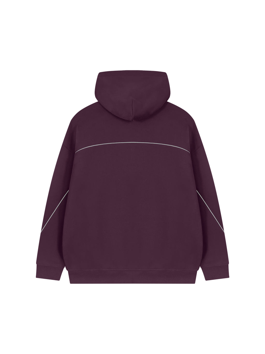 Unisex Oversized Piping Fleece Hoodie – Plum Purple back
