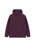 Unisex Oversized Piping Fleece Hoodie – Plum Purple front