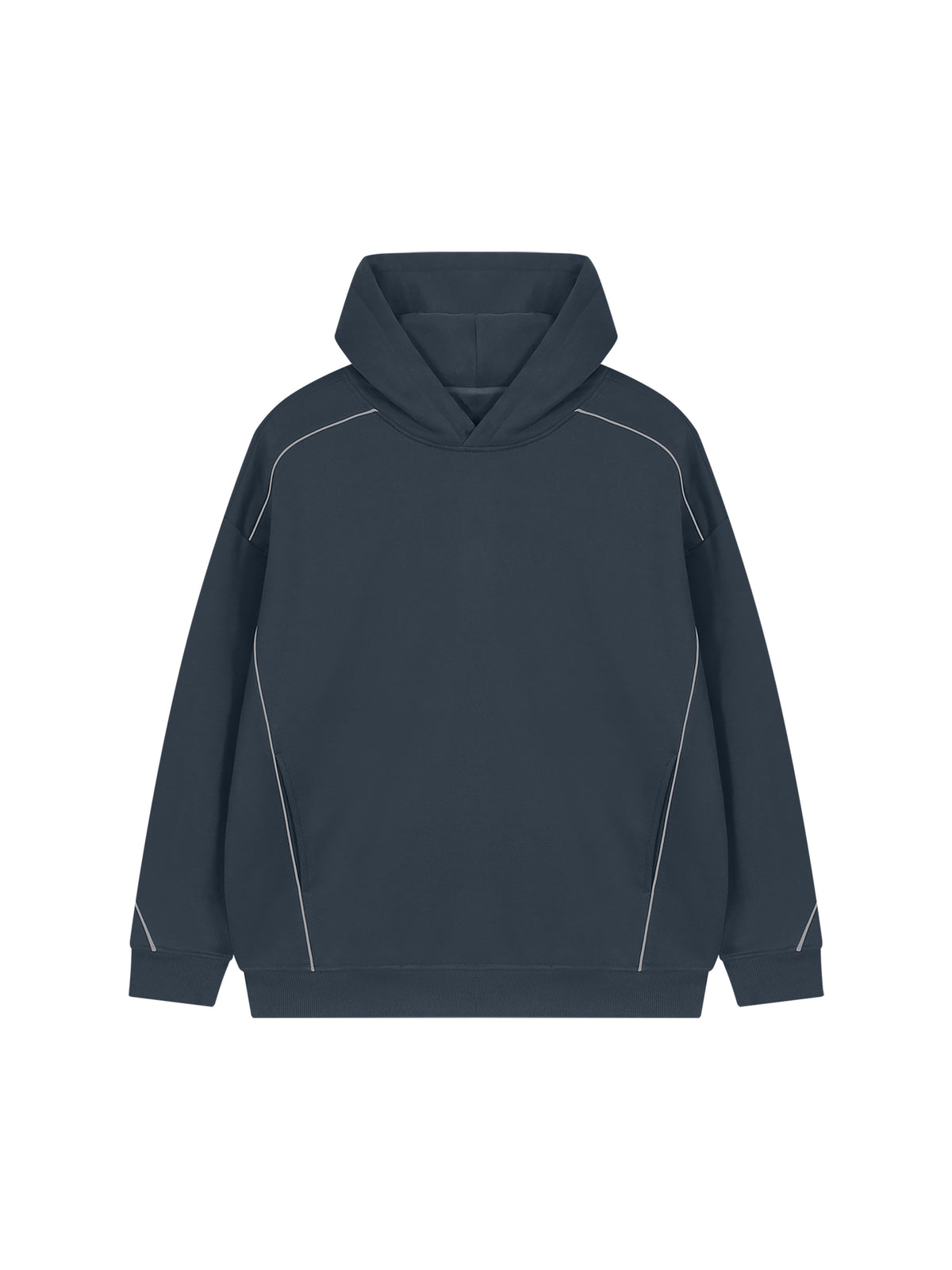 Unisex Oversized Piping Fleece Hoodie – front product view