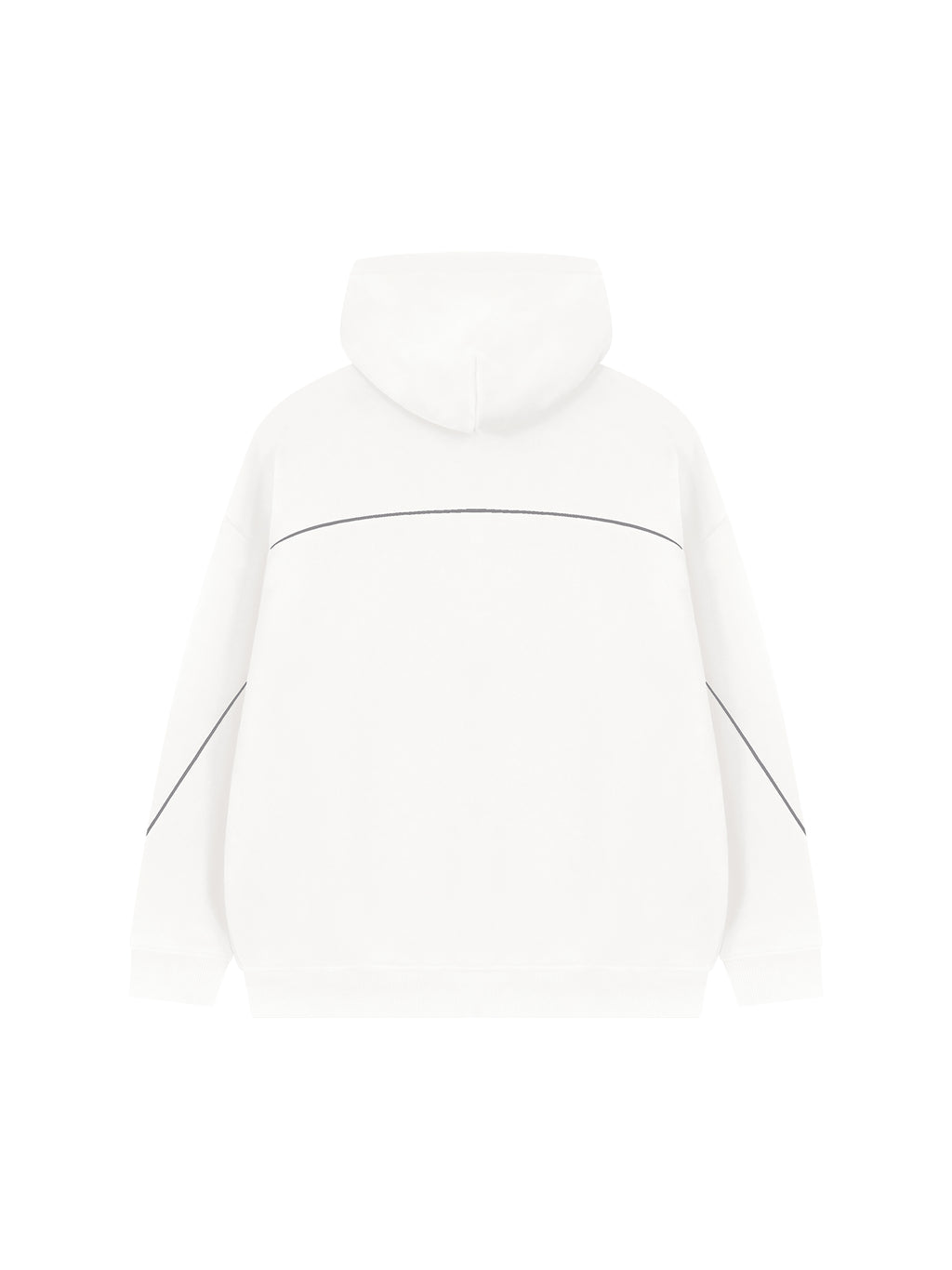 Unisex Oversized Piping Fleece Hoodie – White back