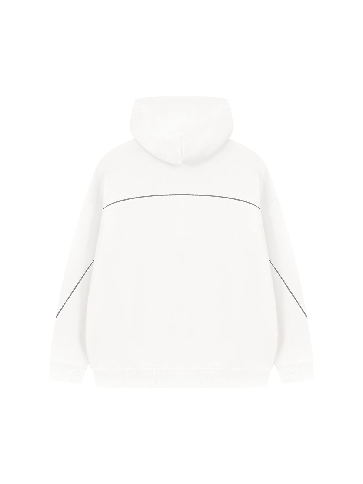 Unisex Oversized Piping Fleece Hoodie – White back