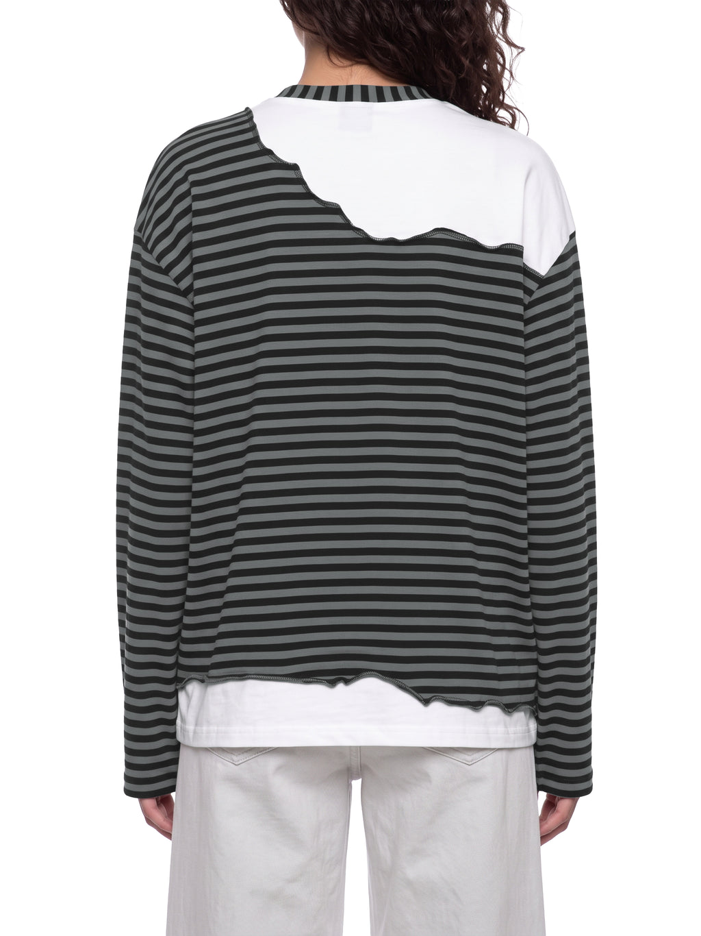 Unisex Striped Panel Boxy Long Sleeve T-Shirt – model view 9