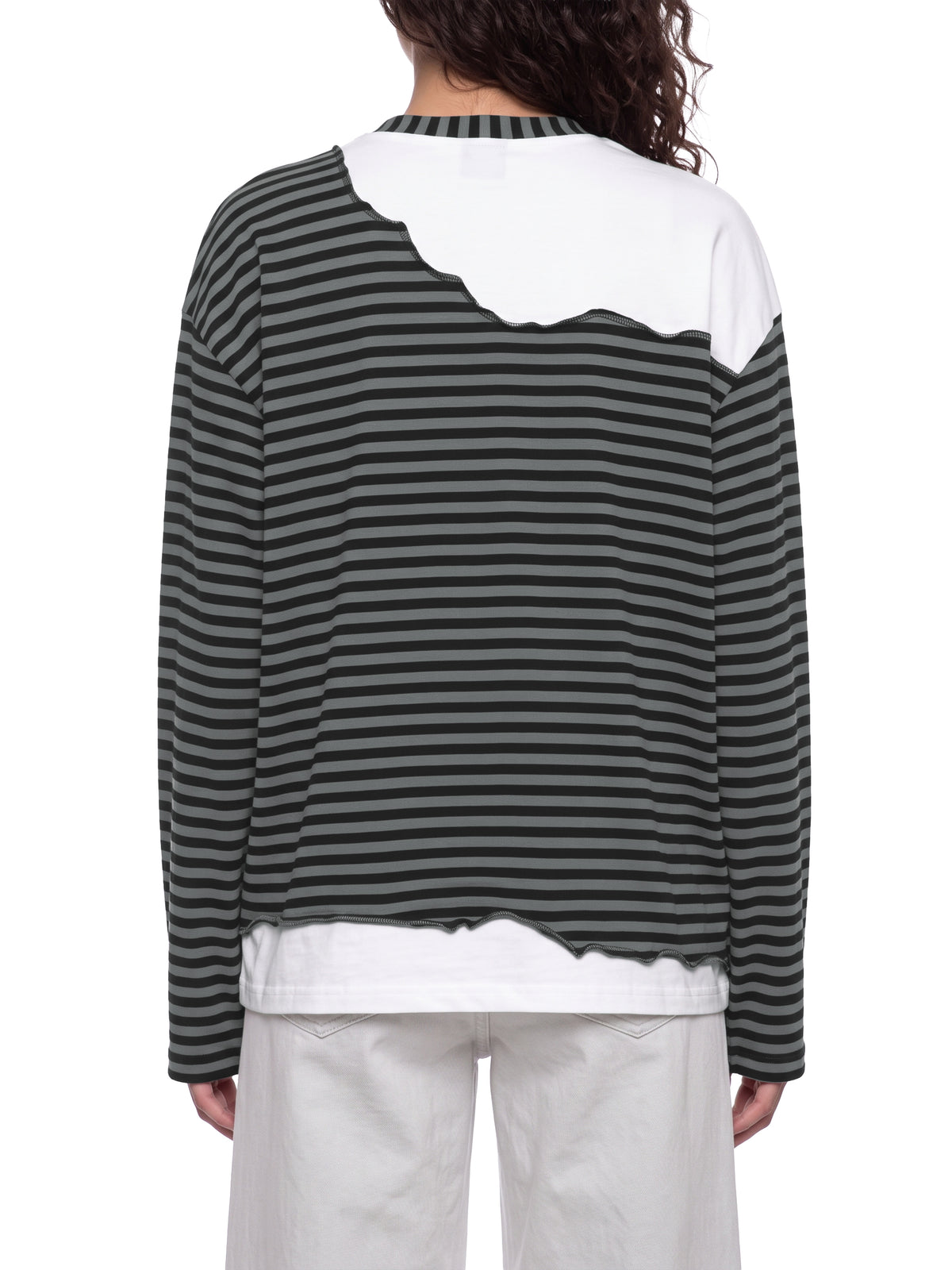 Unisex Striped Panel Boxy Long Sleeve T-Shirt – model view 9