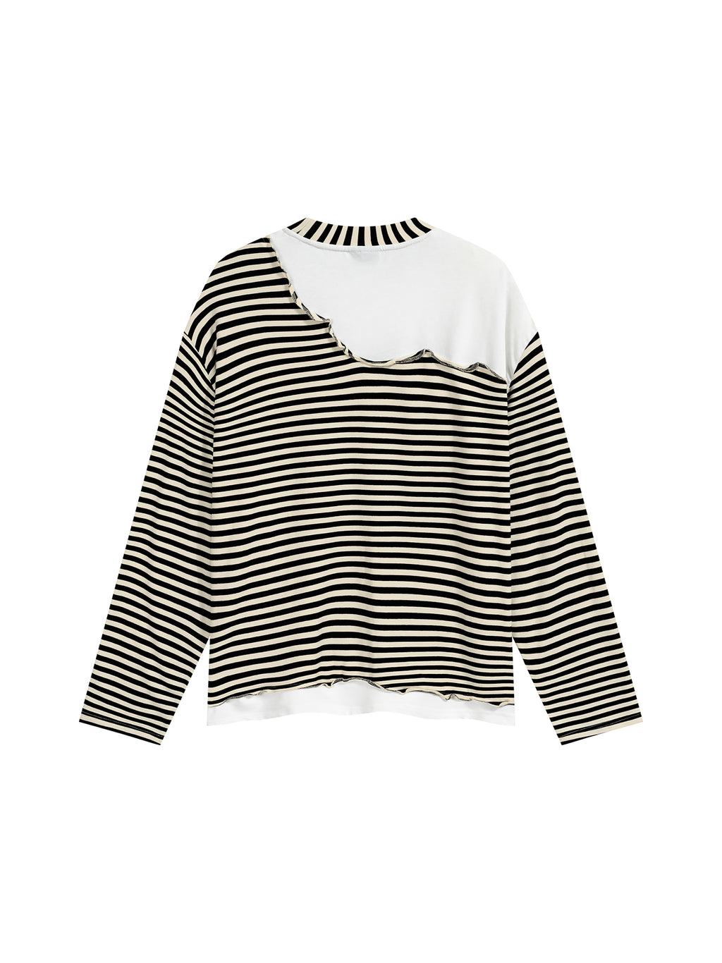 Unisex Striped Panel Boxy Long Sleeve T-Shirt – back product view