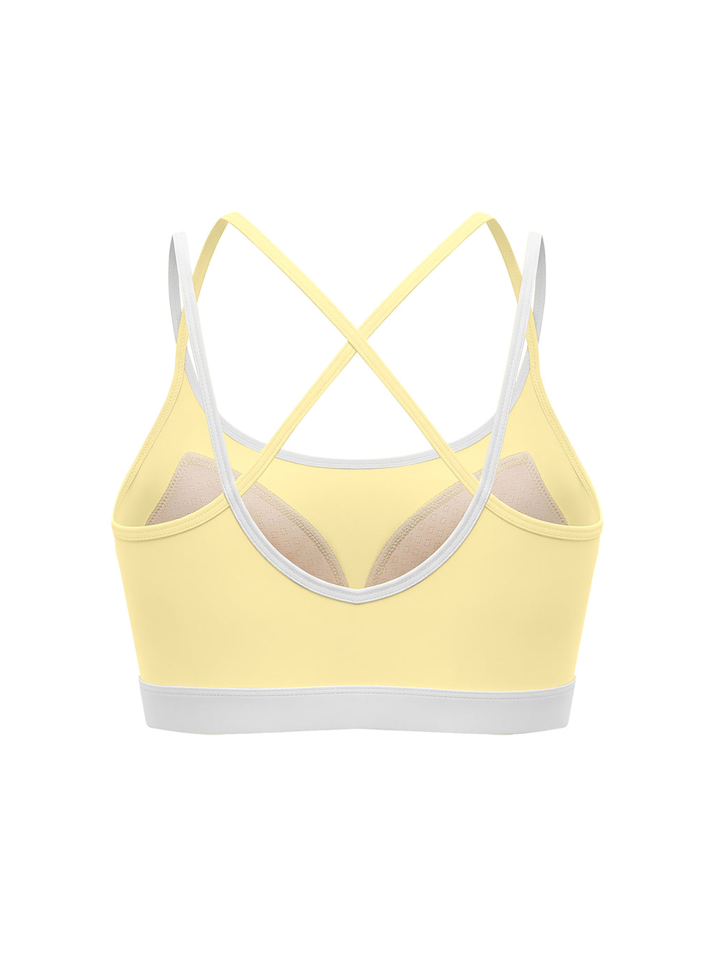 Women’s Colour-Block Yoga Sports Bra - Light Yellow back