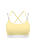 Women’s Colour-Block Yoga Sports Bra - Light Yellow front