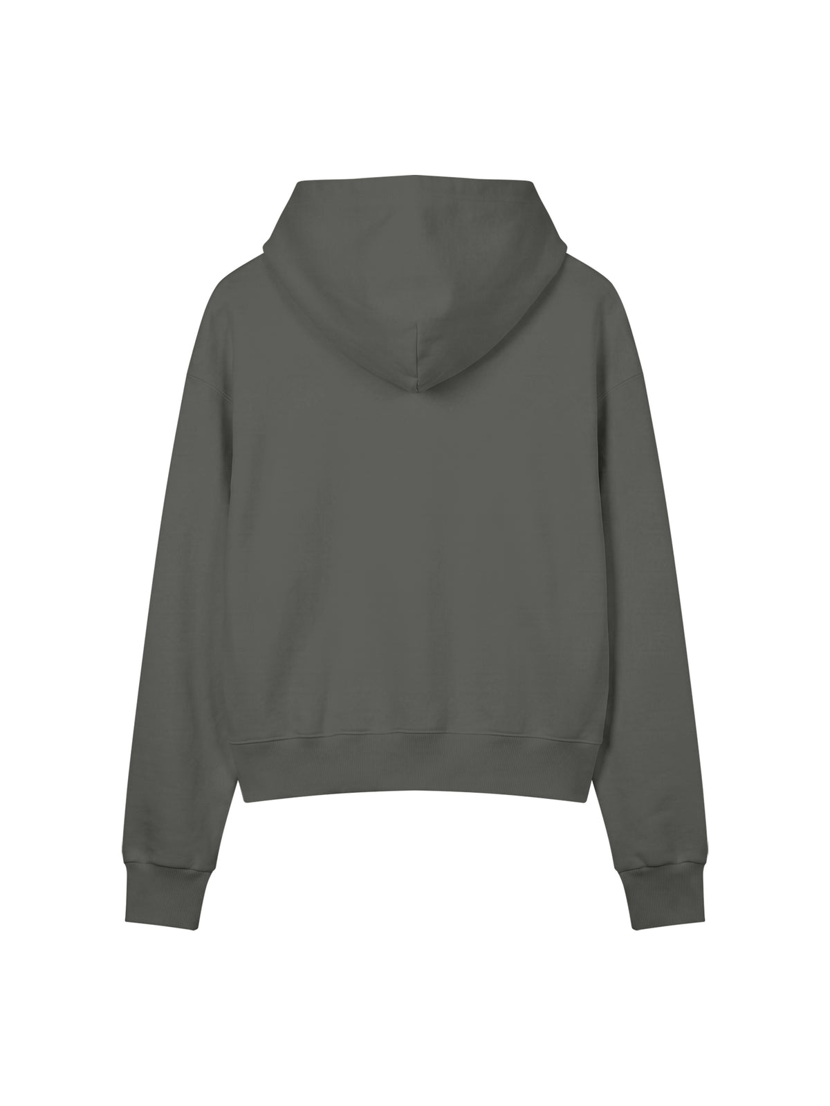 Women’s Crop Drop Shoulder Hoodie dark gray back view