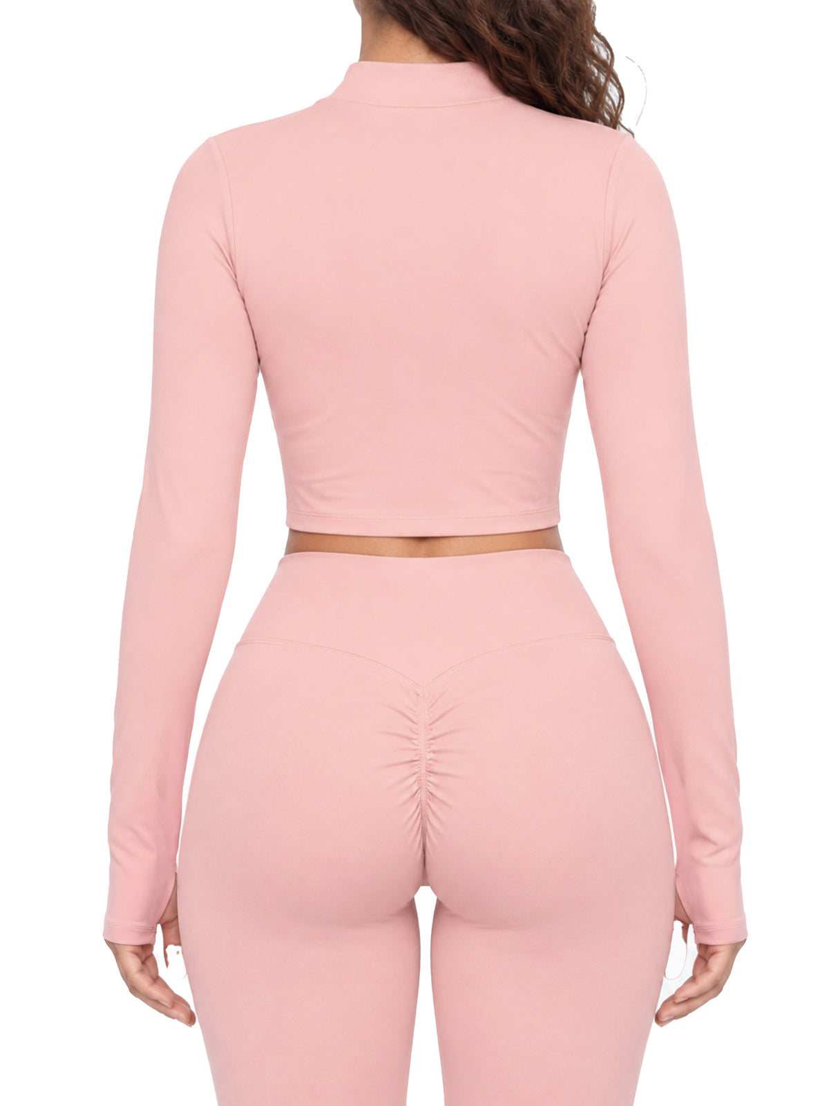 Women’s Crop Yoga Sports Jacket - Pink model back