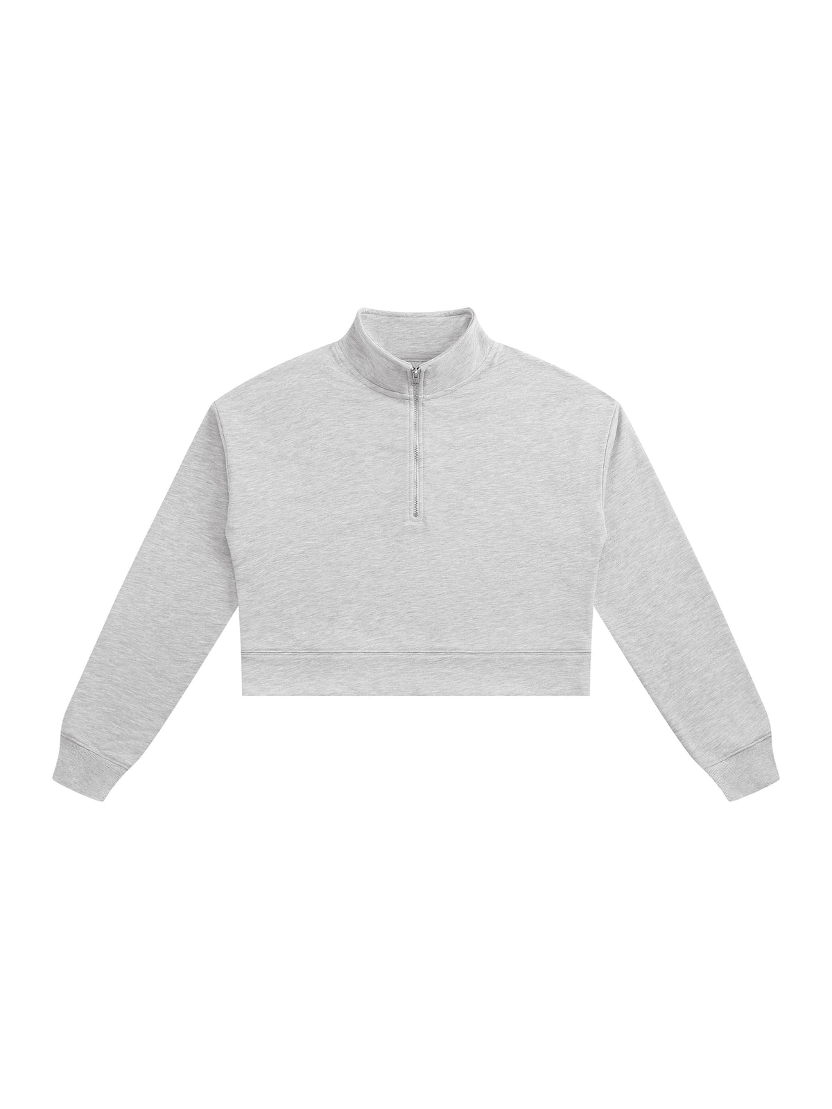 Women’s Cropped Quarter-Zip Sweatshirt - Flower Grey front