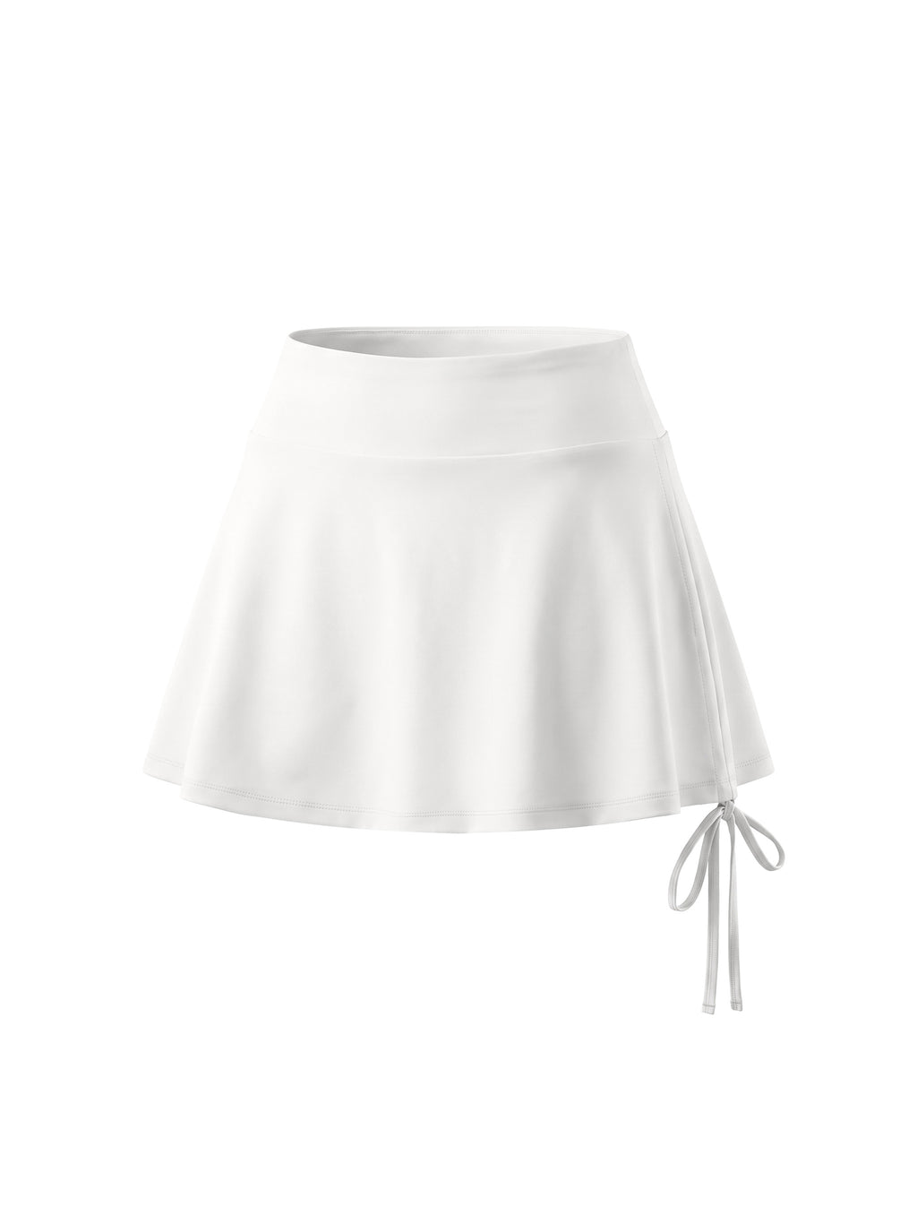 Women’s Drawstring A-Line Yoga Skort white front view