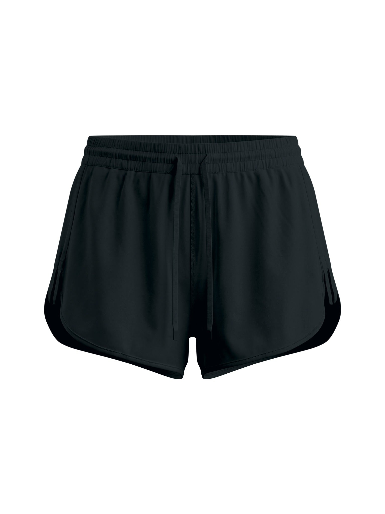 Women's Drawstring Bermuda Shorts in Black – front view