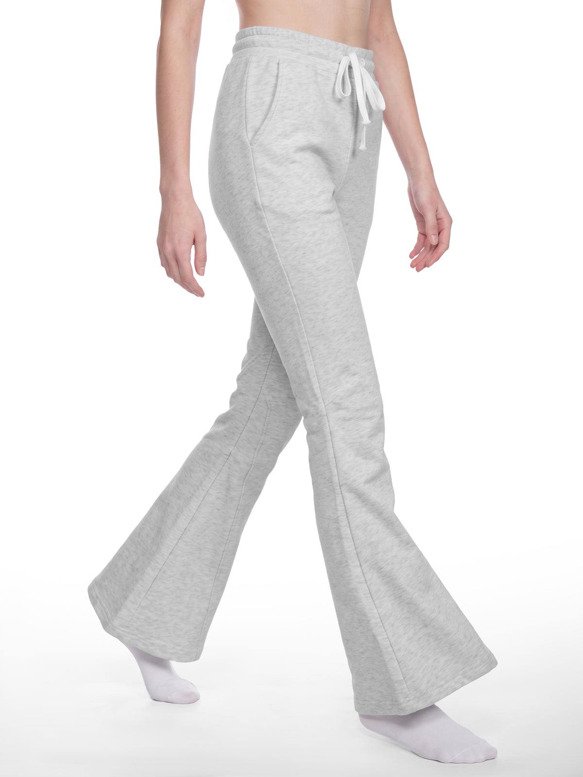 Women’s Flared Sweatpants flower gray model front angle