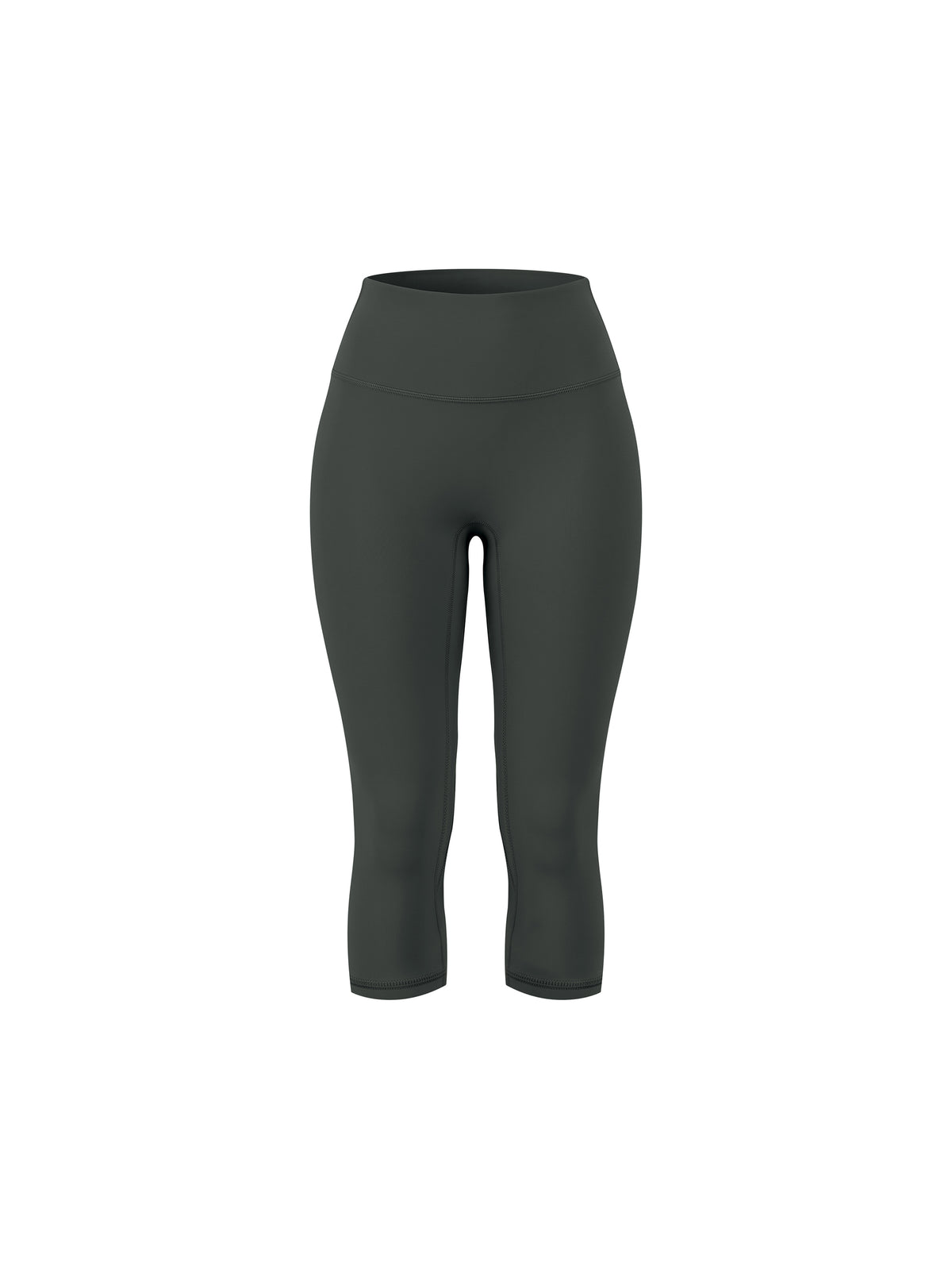 Women's High Waisted Yoga Capri Leggings - Dark Grey front