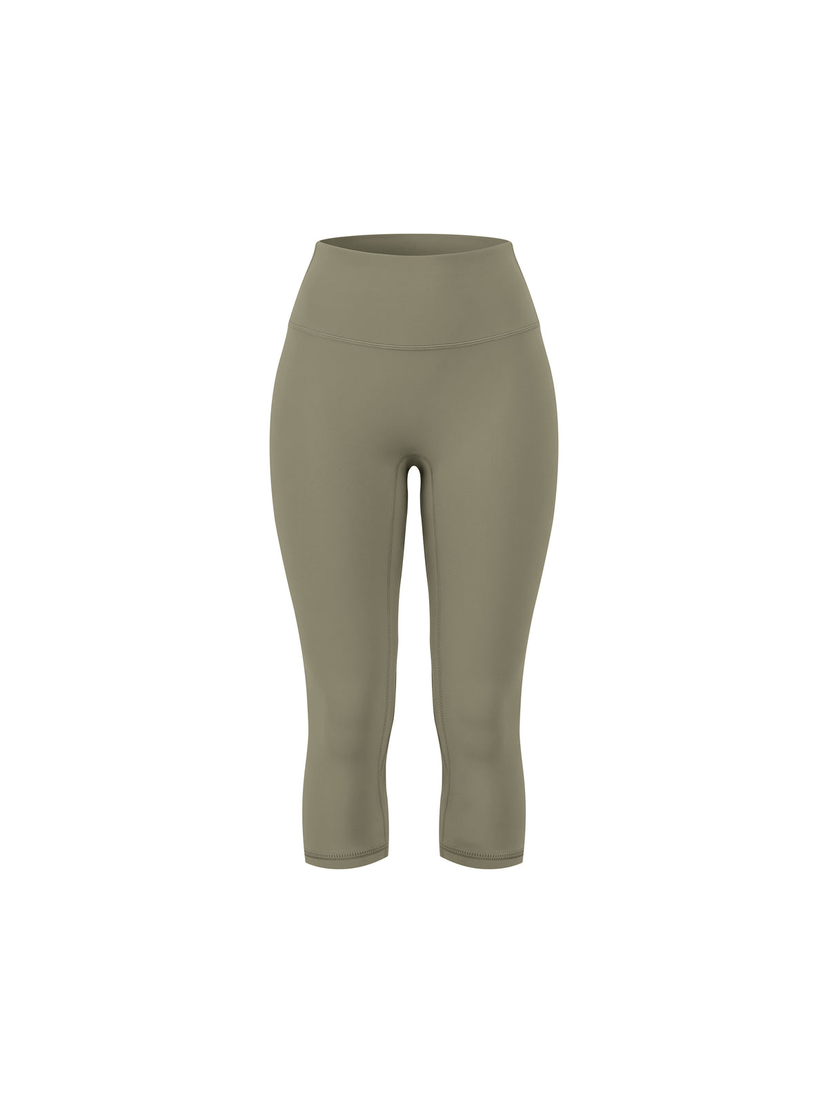 Women's High Waisted Yoga Capri Leggings - Grey Green front