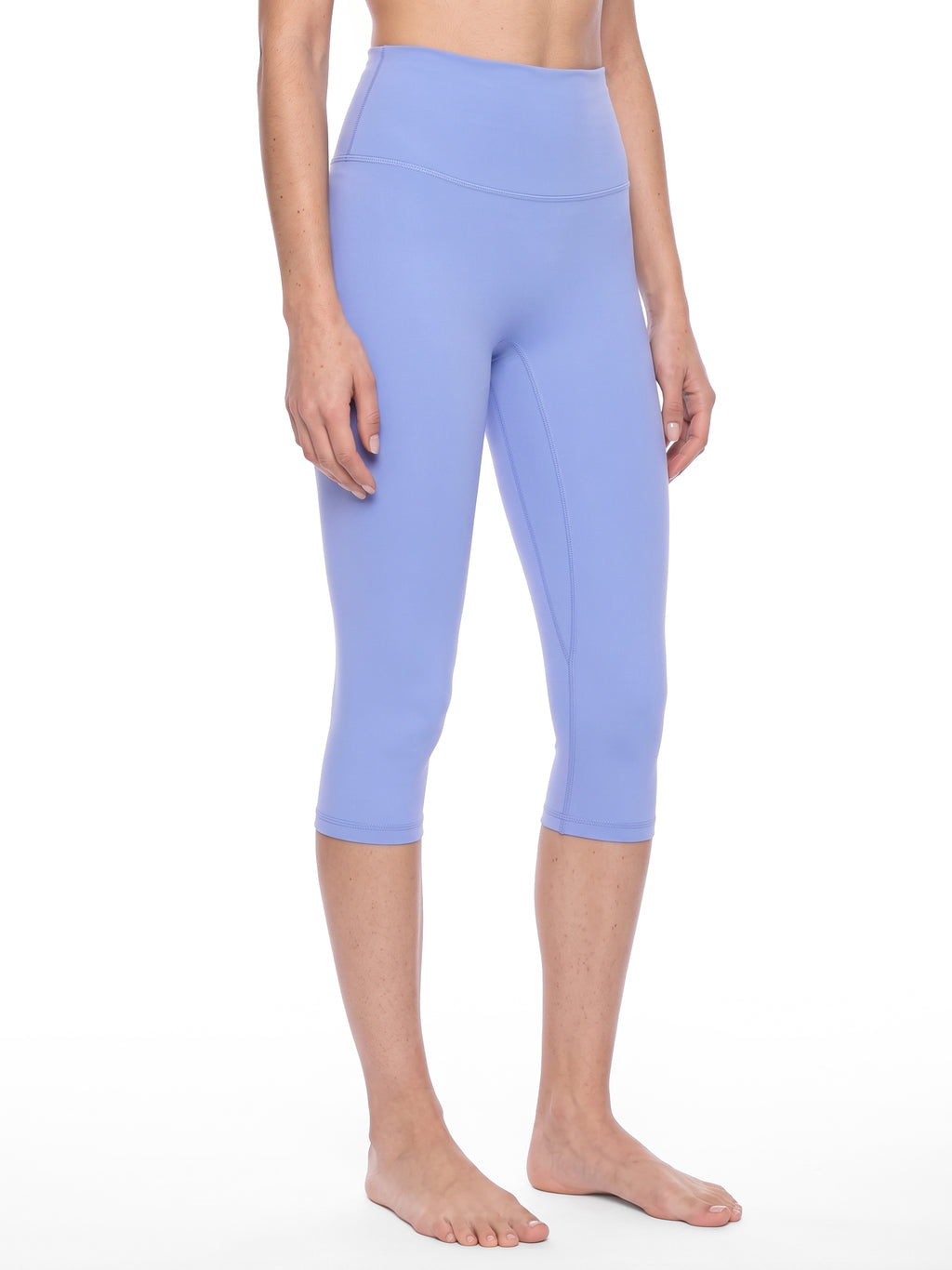 Women's High Waisted Yoga Capri Leggings - Lavender model angle