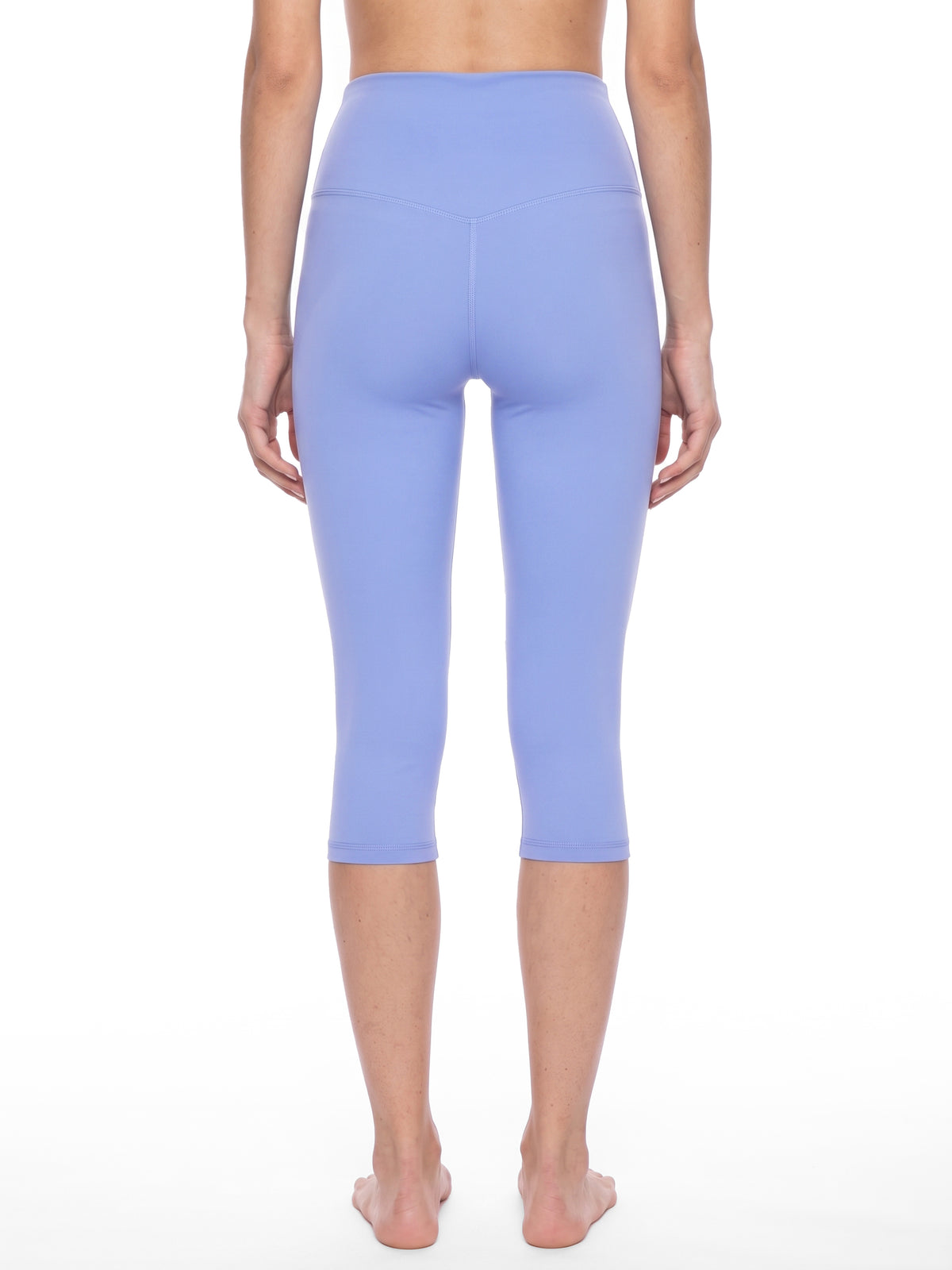 Women's High Waisted Yoga Capri Leggings - Lavender model back