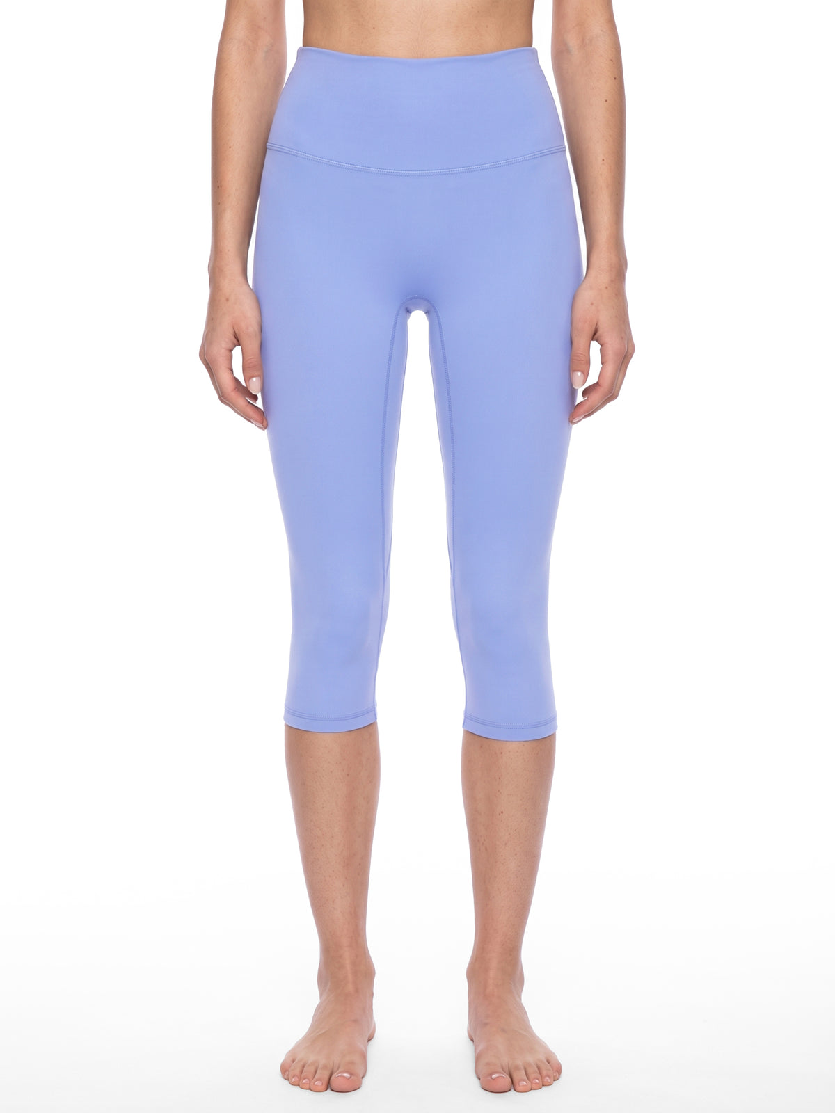 Women's High Waisted Yoga Capri Leggings - Lavender model front
