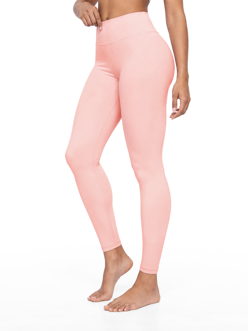 Women’s High Waisted Yoga Leggings - Pink model angle