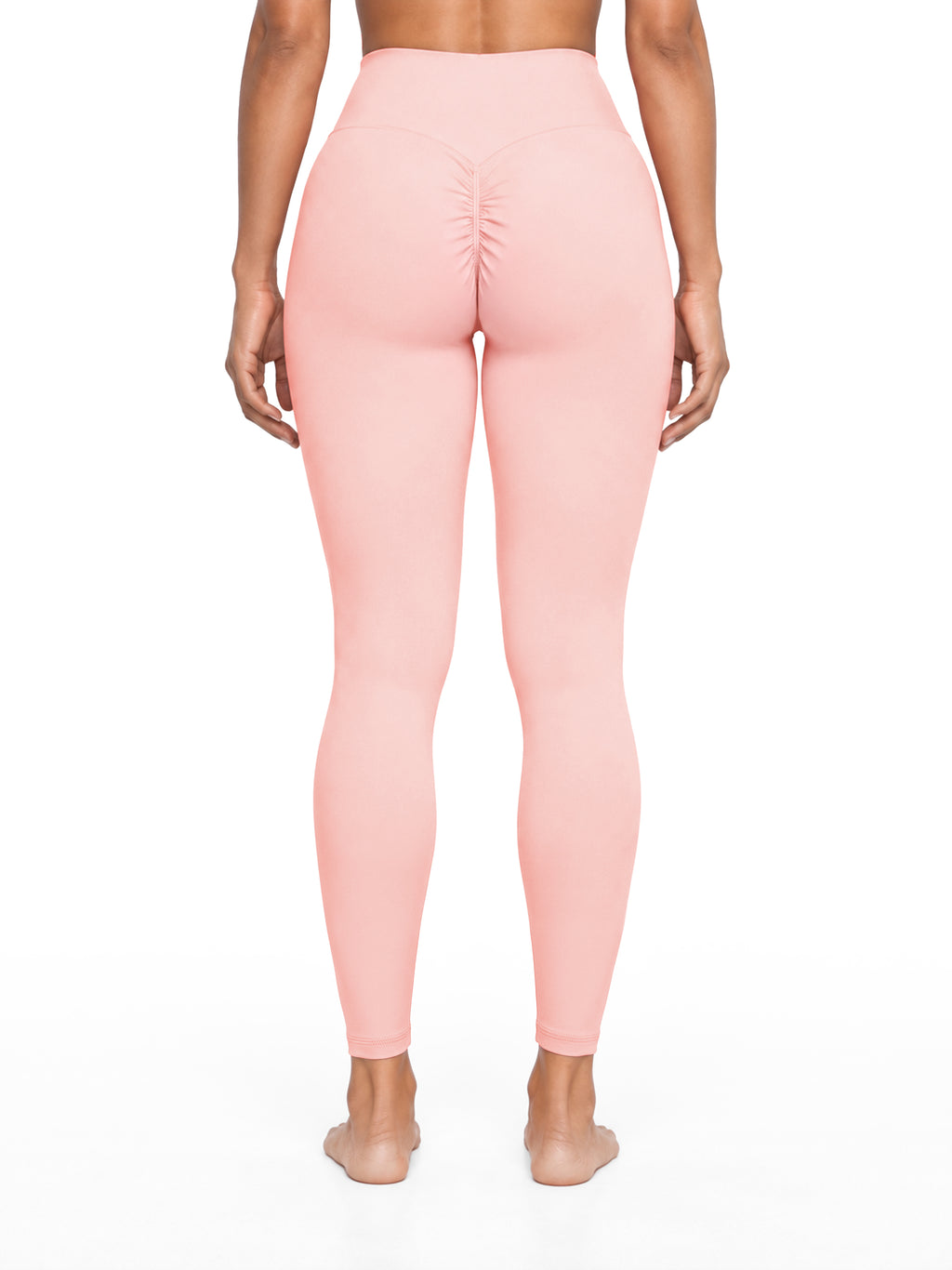 Women’s High Waisted Yoga Leggings - Pink model back