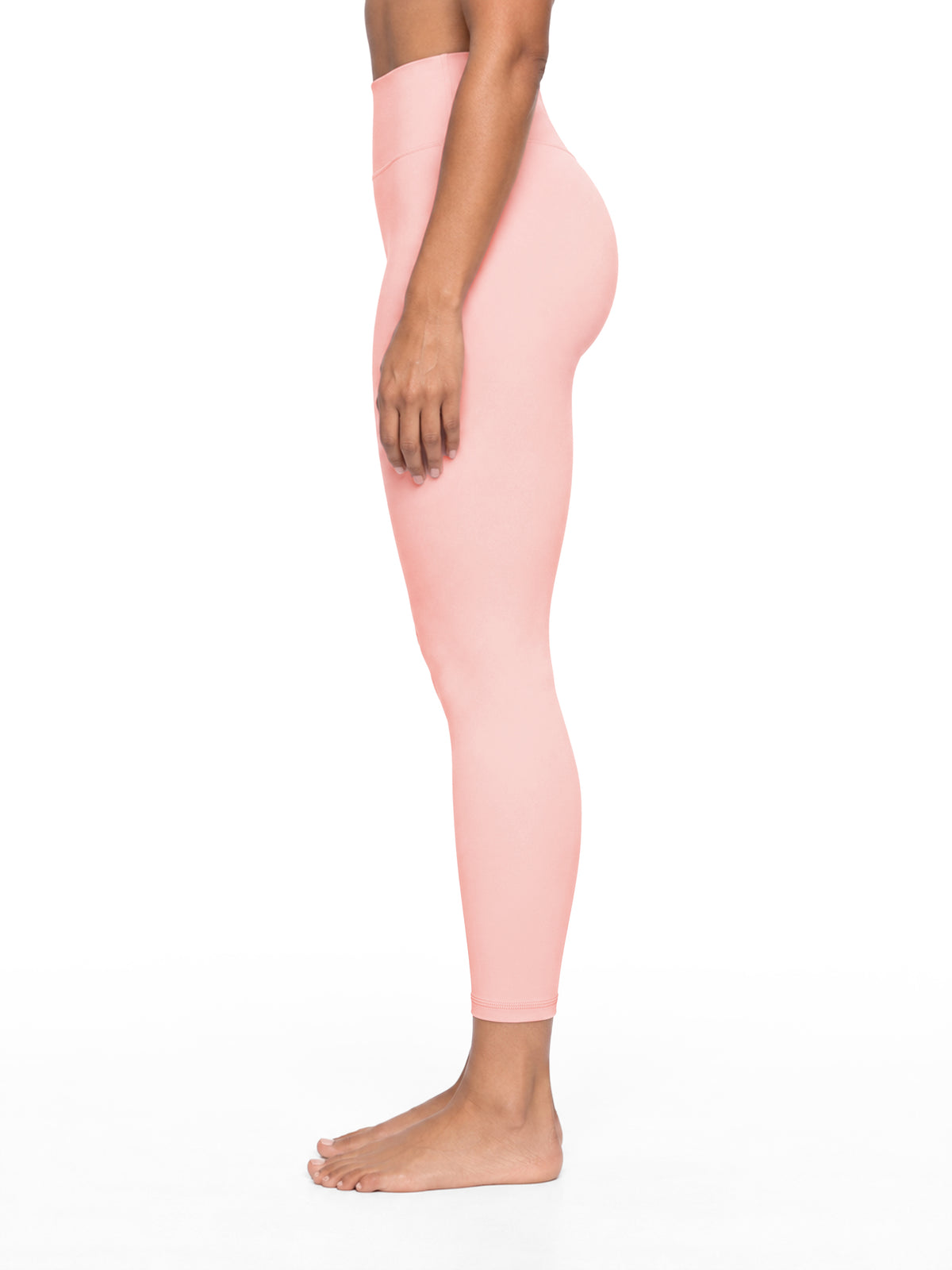 Women’s High Waisted Yoga Leggings - Pink model side