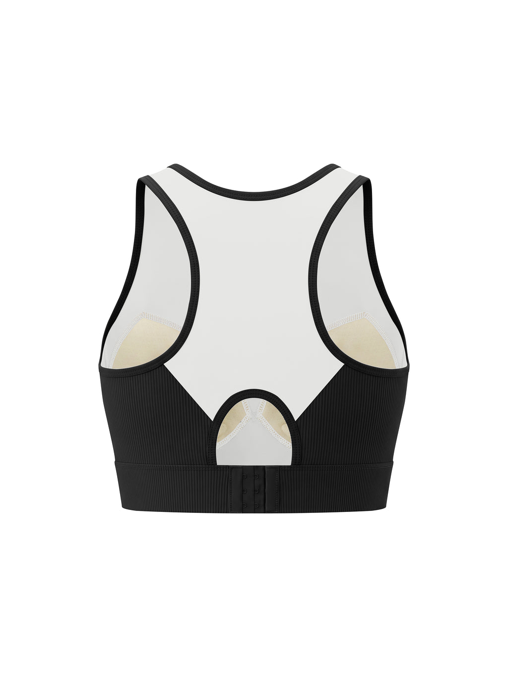 Women’s Panelled Crop Yoga Tank Top - Black with White back