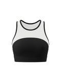 Women’s Panelled Crop Yoga Tank Top - Black with White front
