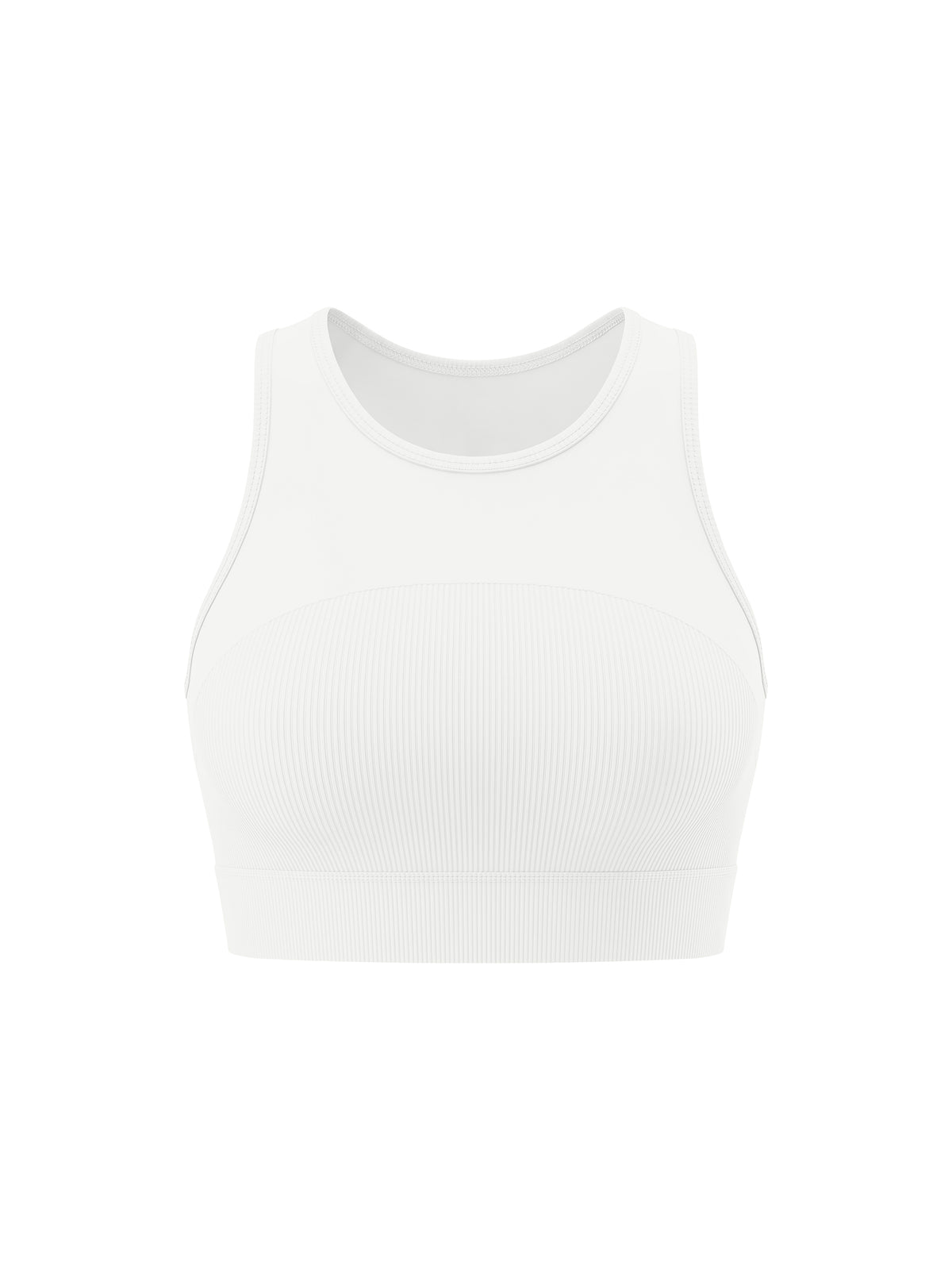 Women’s Panelled Crop Yoga Tank Top - White front