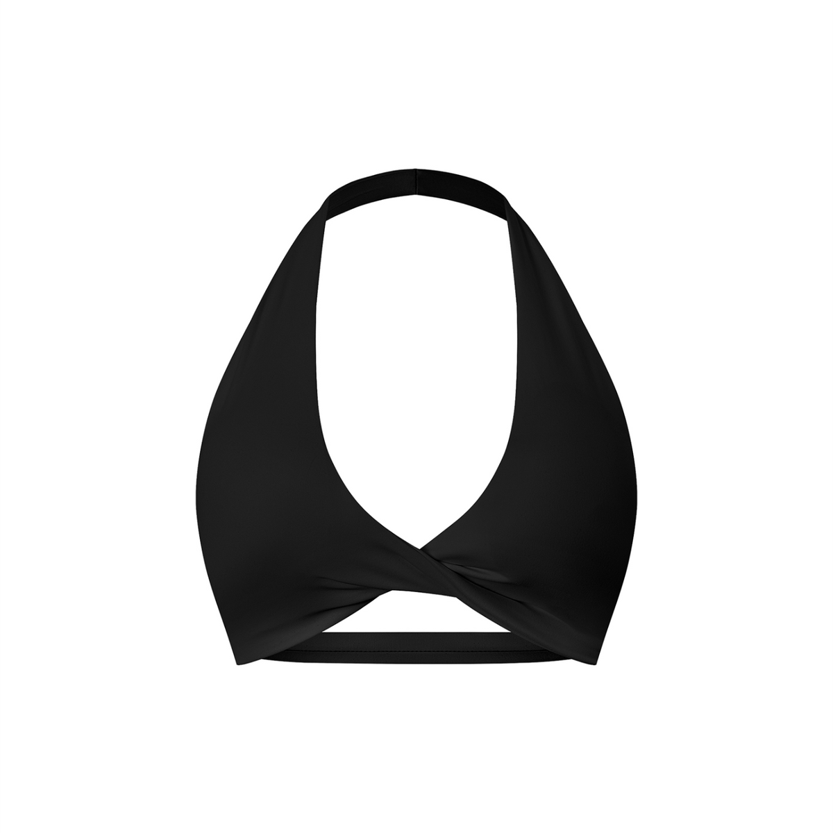 Black Women’s Pleated Halter Sports Bra V2 – front mockup