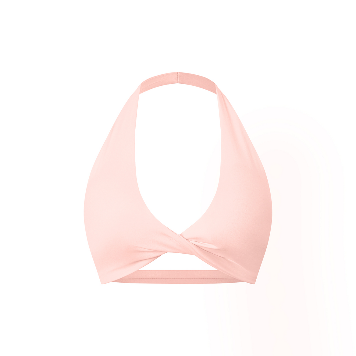 Pink Women’s Pleated Halter Sports Bra V2 – front mockup