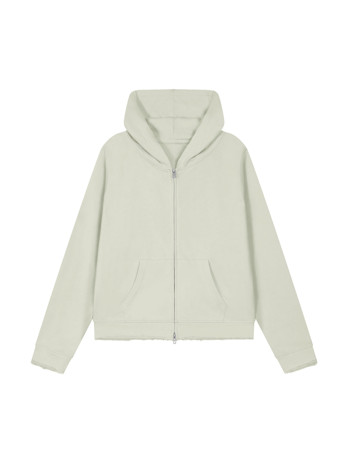 Women’s Raw Edge Full Zip Hoodie white gray front view