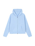Women’s Raw Edge Full Zip Hoodie sky blue front view