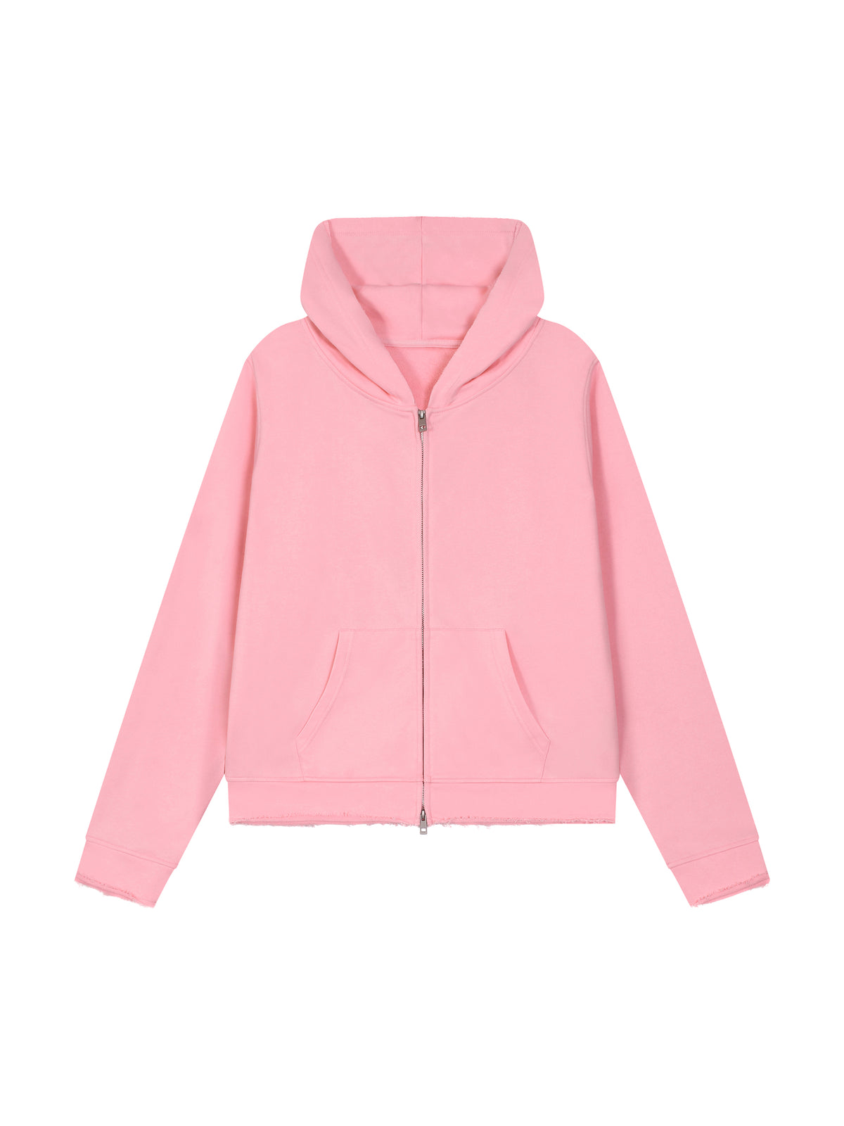 Women’s Raw Edge Full Zip Hoodie pink front view