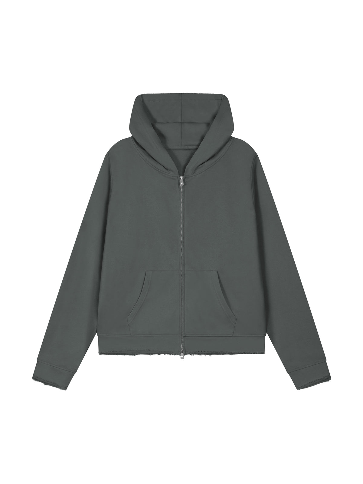 Women’s Raw Edge Full Zip Hoodie dark gray front view