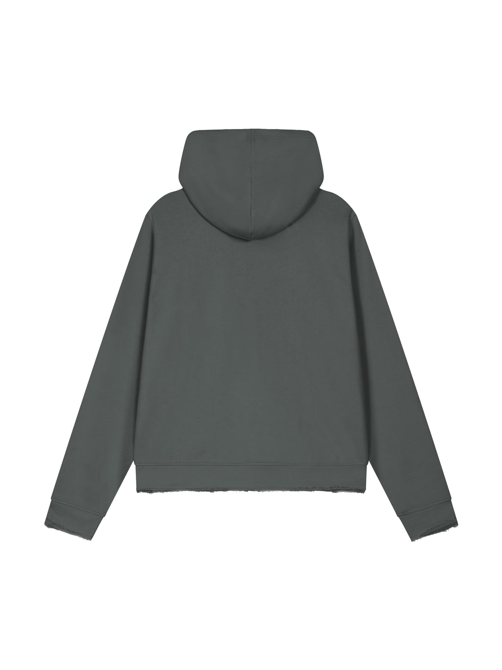 Women’s Raw Edge Full Zip Hoodie dark gray back view