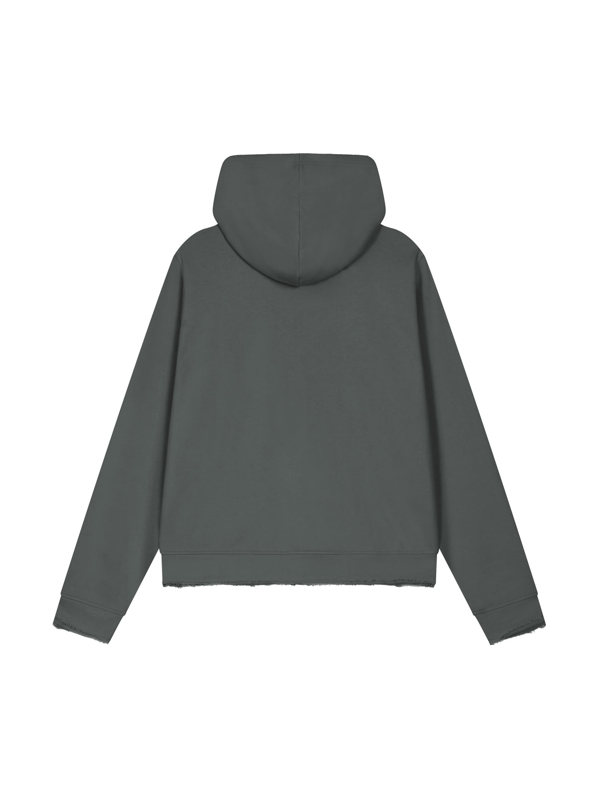 Women’s Raw Edge Full Zip Hoodie dark gray back view