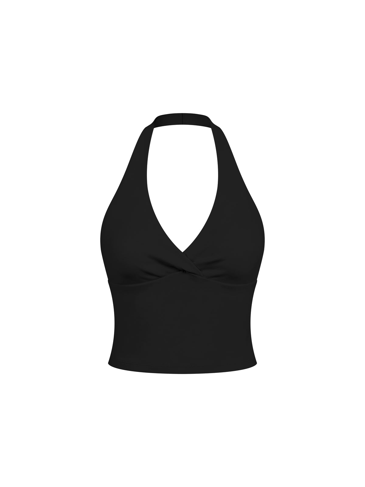 Women’s Ruched Halter Yoga Tank Top - Black front