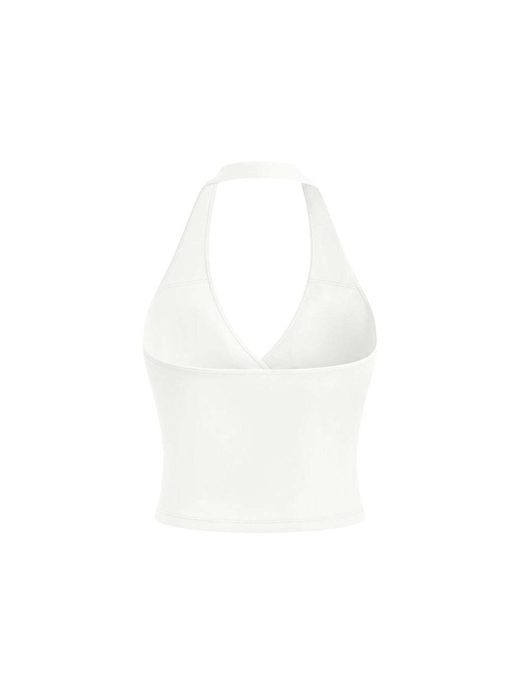 Women’s Ruched Halter Yoga Tank Top - White back