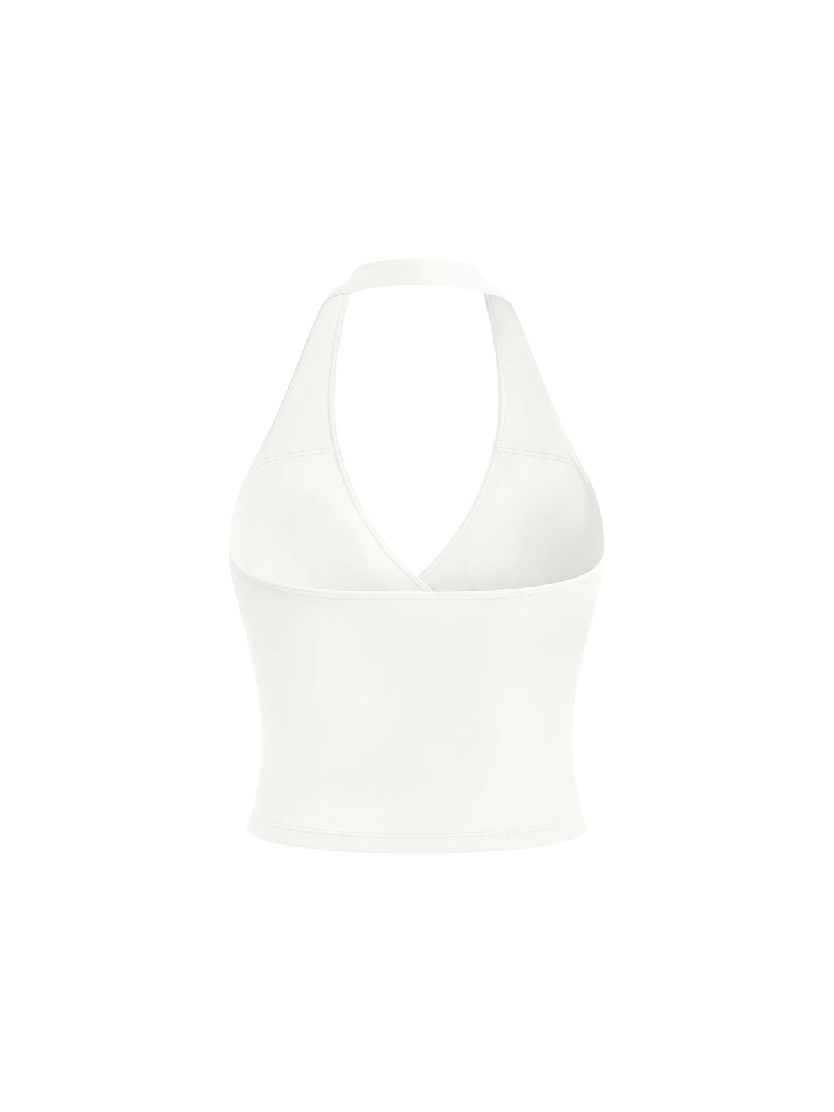 Women’s Ruched Halter Yoga Tank Top - White back