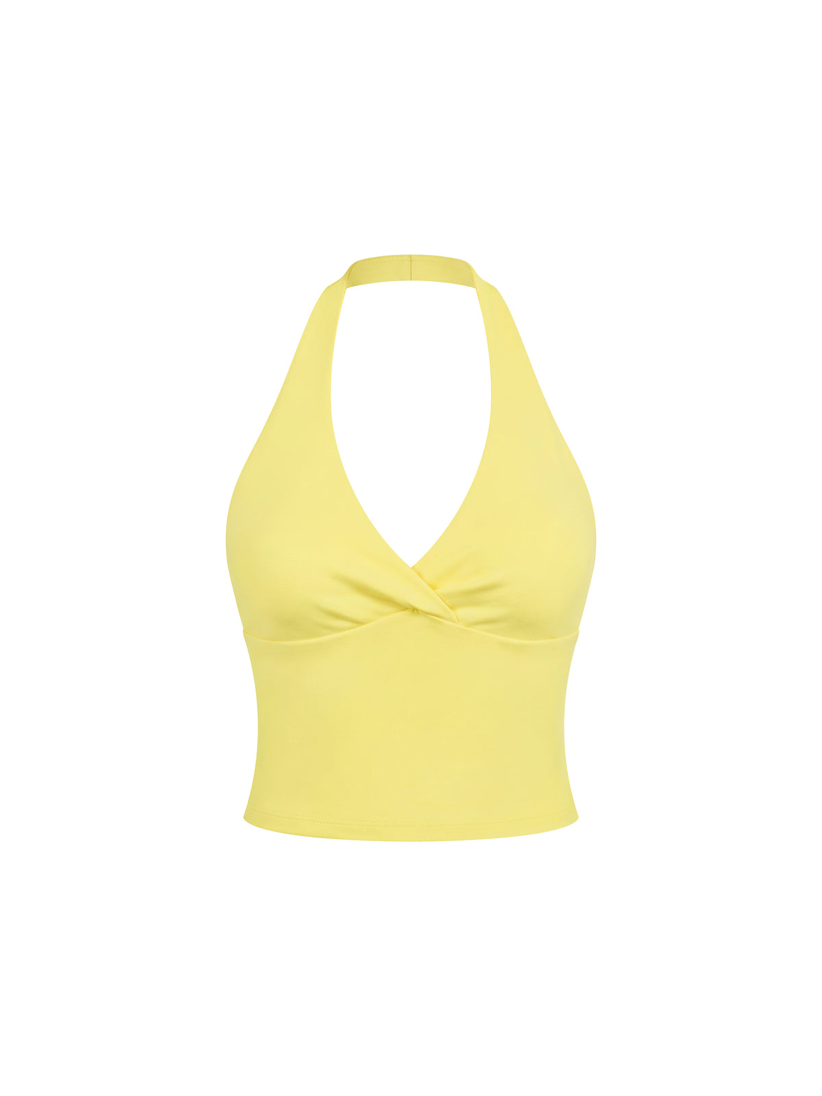 Women’s Ruched Halter Yoga Tank Top - Yellow front