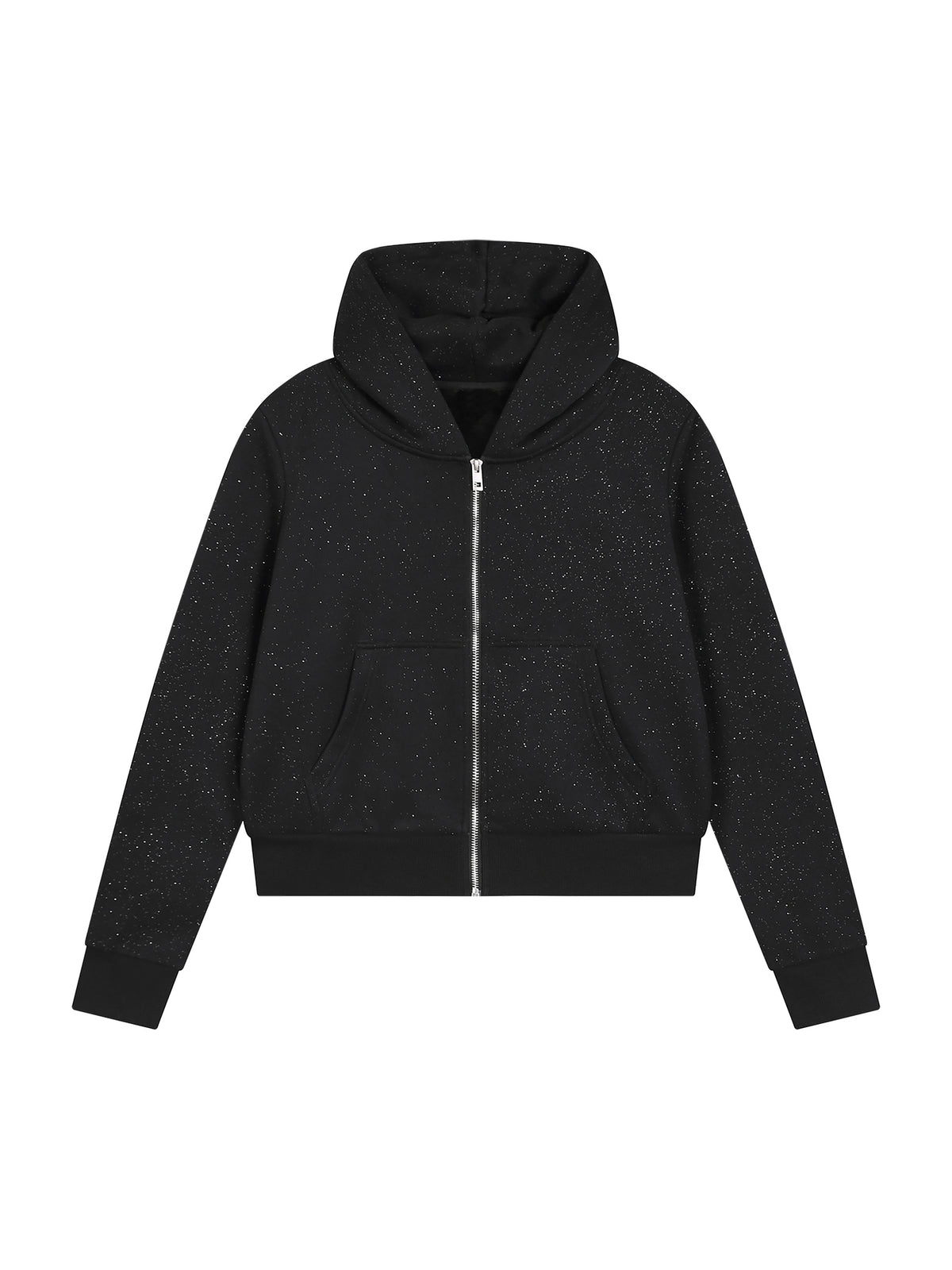 Women’s Sparkles Fleece Full Zip Hoodie black front view