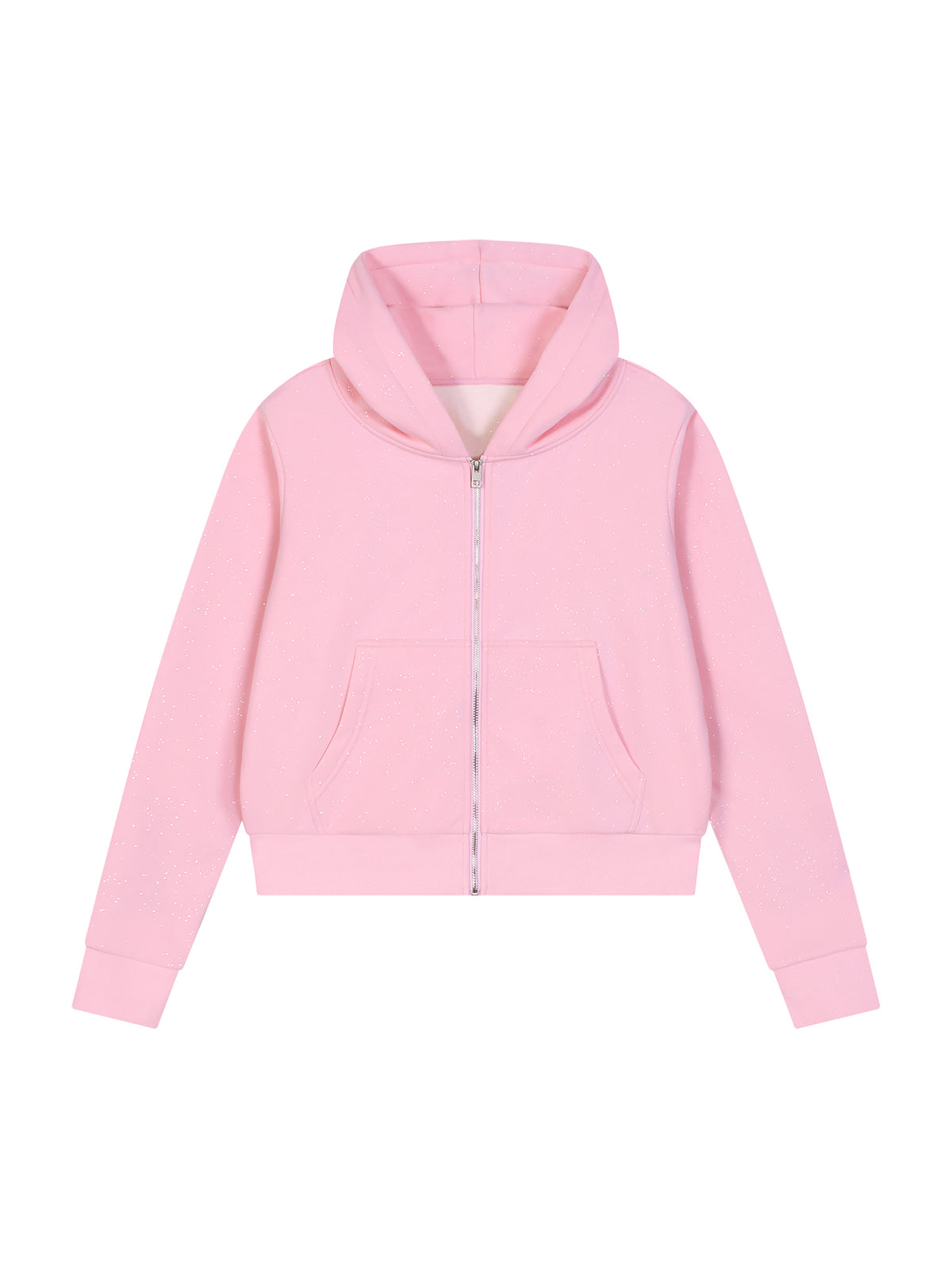 Women’s Sparkles Fleece Full Zip Hoodie pink front view