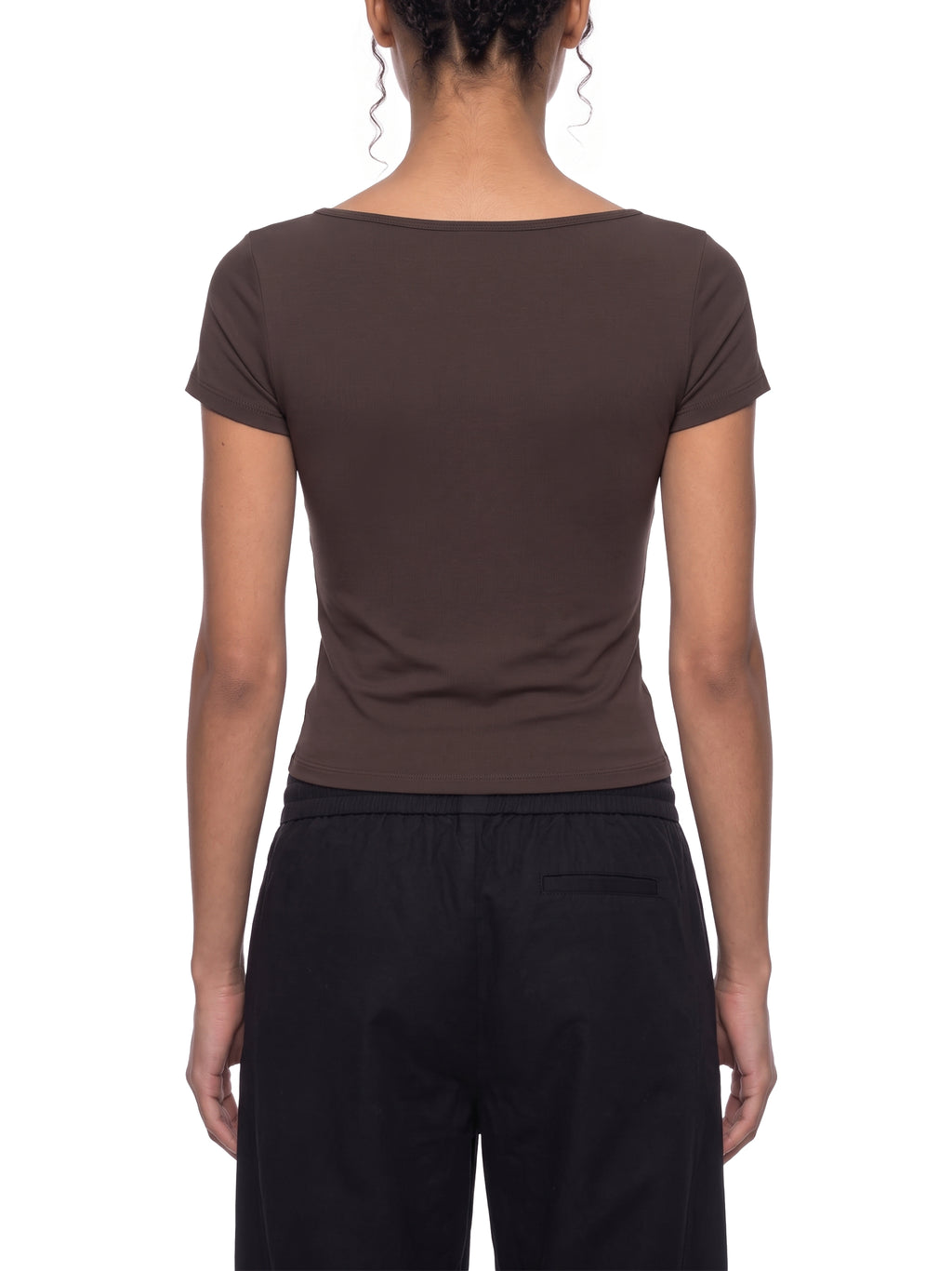 Women’s Square Neck Training T-Shirt - Brown model back view