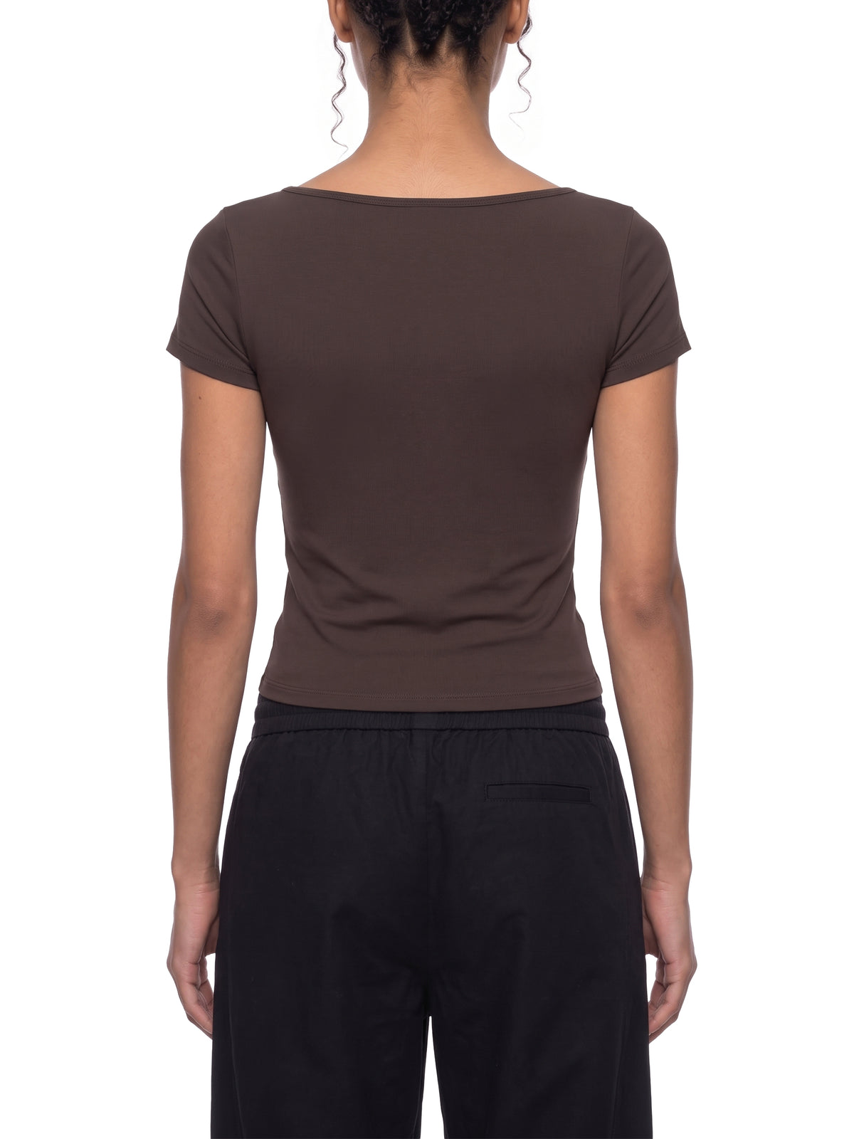 Women’s Square Neck Training T-Shirt - Brown model back view
