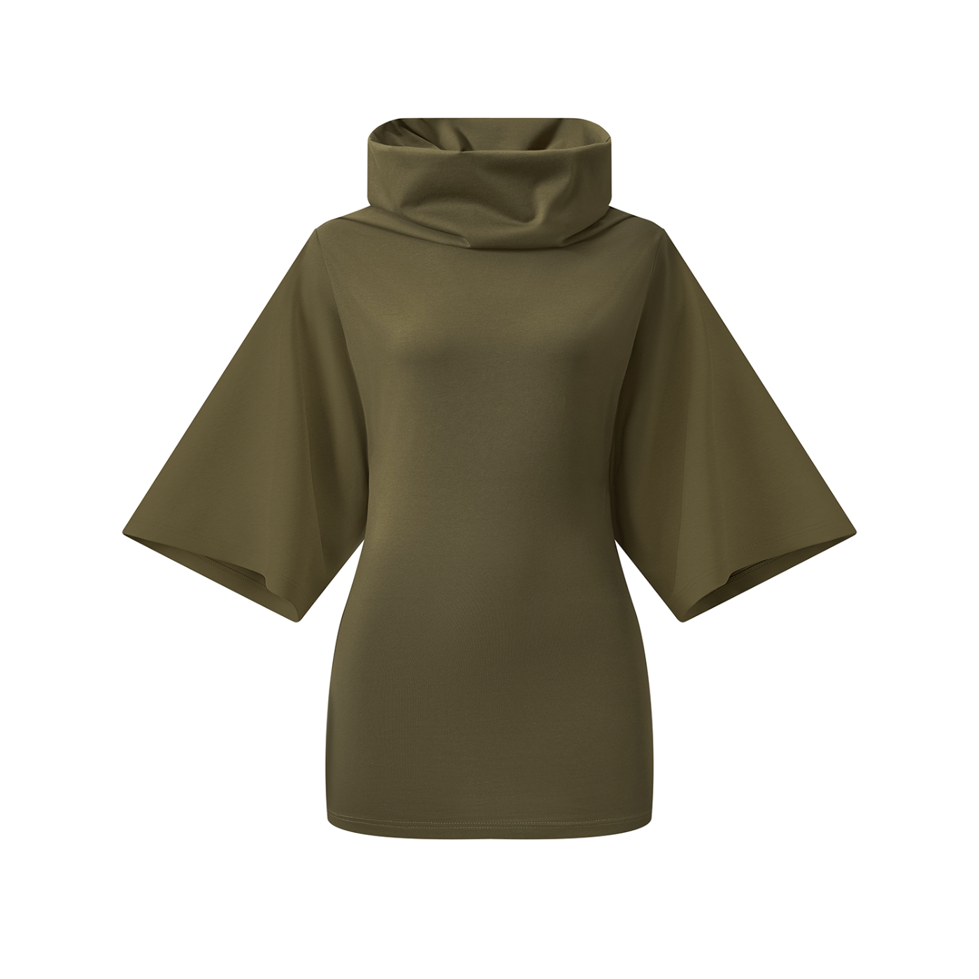 Army Green Women’s Turtleneck Batwing T-Shirt front
