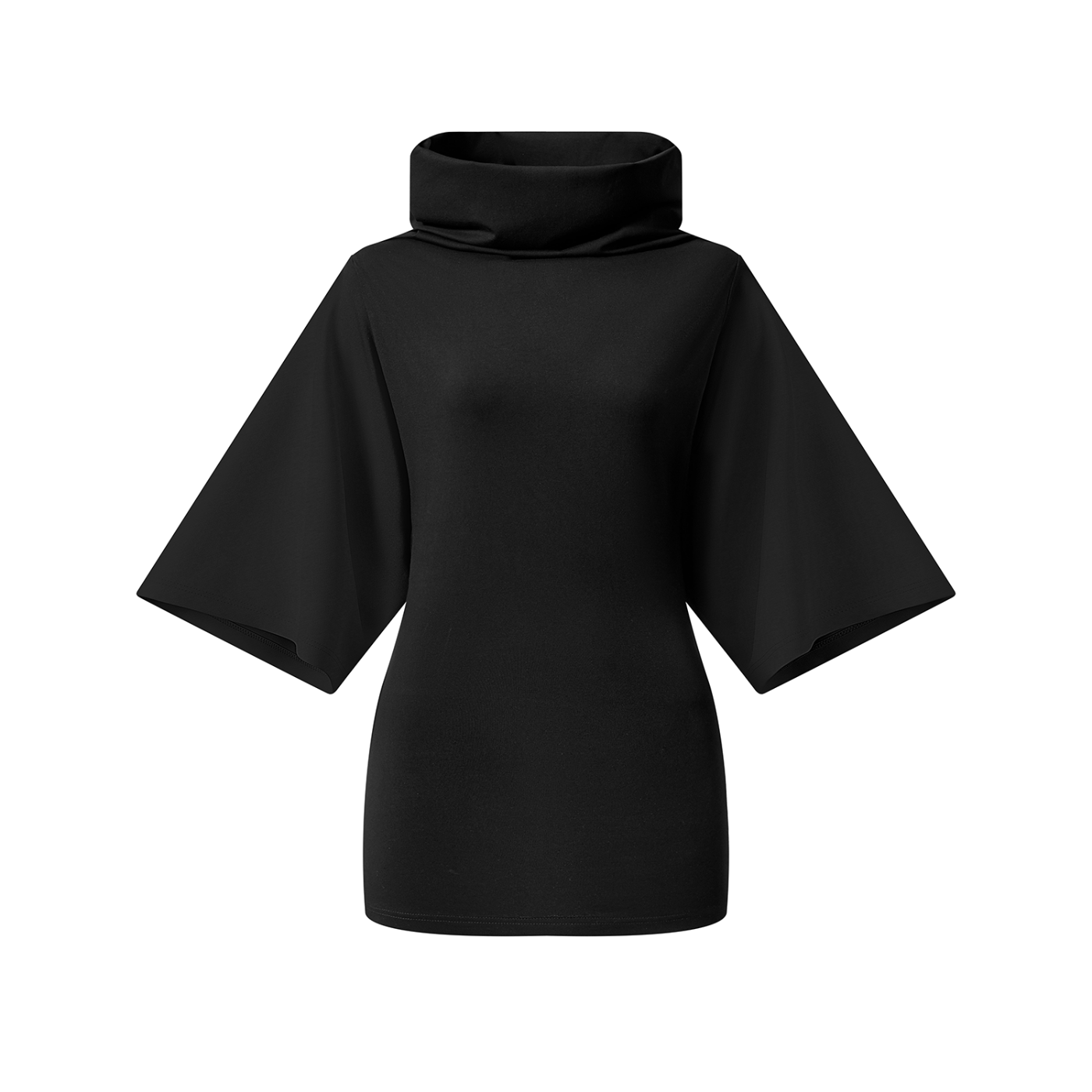 Black Women’s Turtleneck Batwing T-Shirt front
