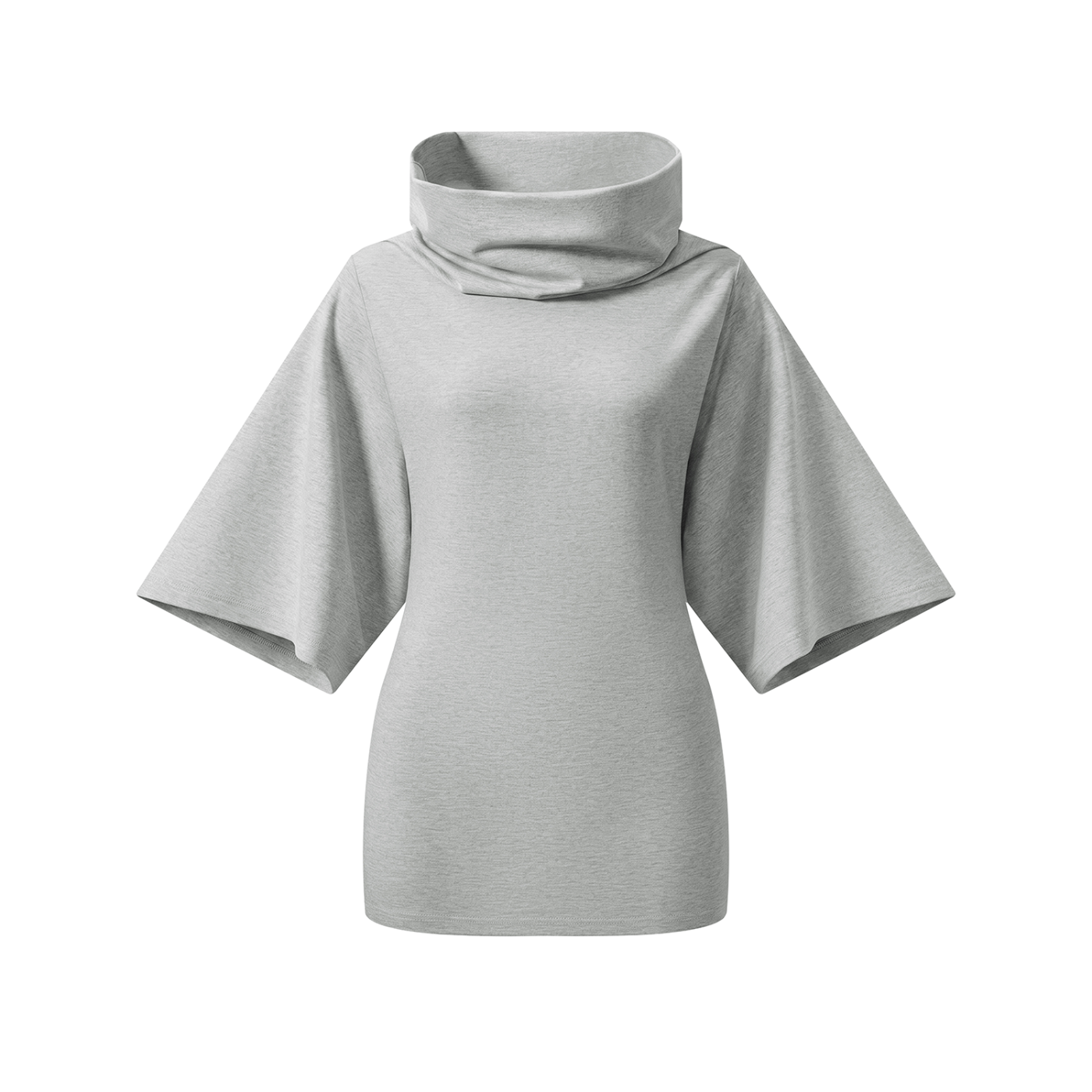 Flower Gray Women’s Turtleneck Batwing T-Shirt front