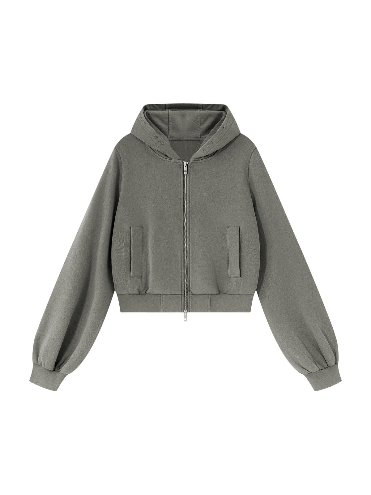Women’s Vintage Wash Full Zip Hoodie dark gray front product view