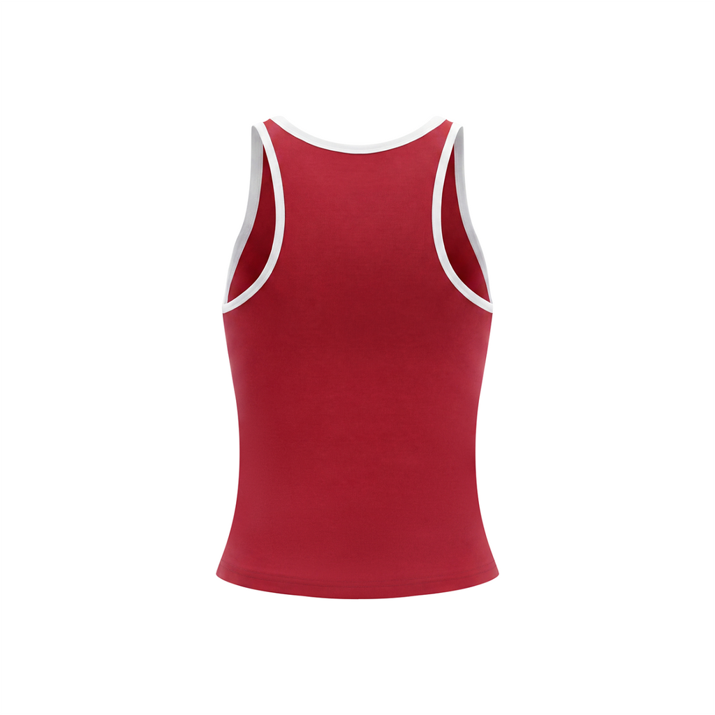 Celestial Butterfly Women’s Color Block Cropped Tank Top V6 - Red back mockup