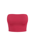 Women’s Yoga Cropped Tube Top — Rose Red front