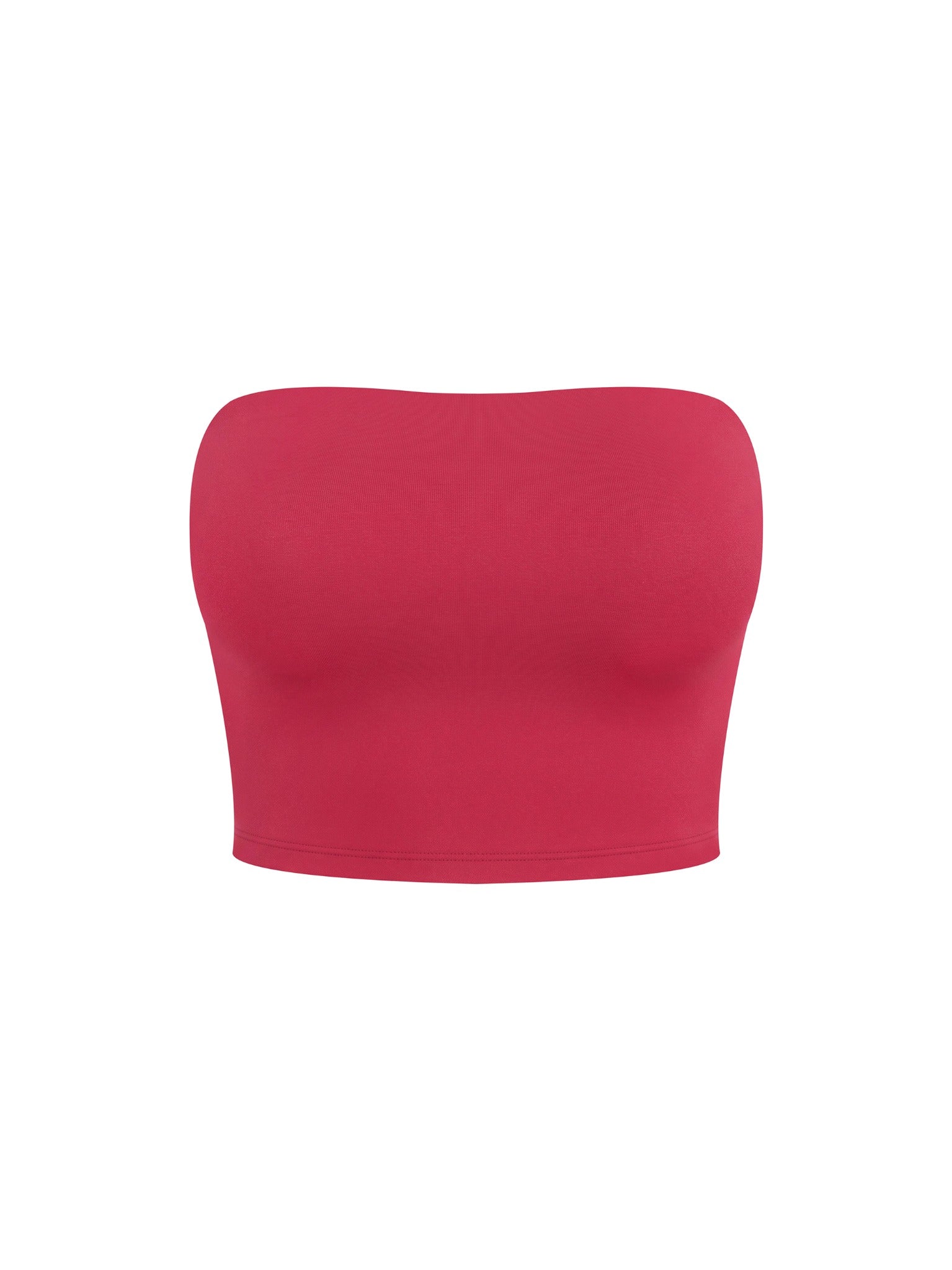 Women’s Yoga Cropped Tube Top — Rose Red front